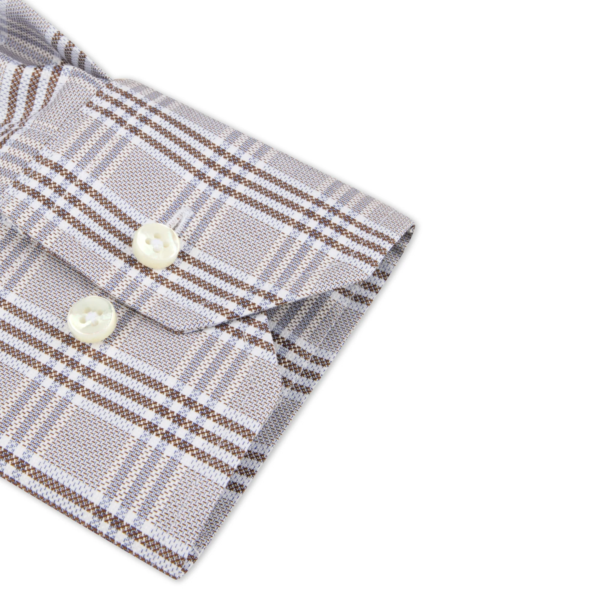 Light Brown Check Twill Slimline Shirt - Stenströms - Image 3