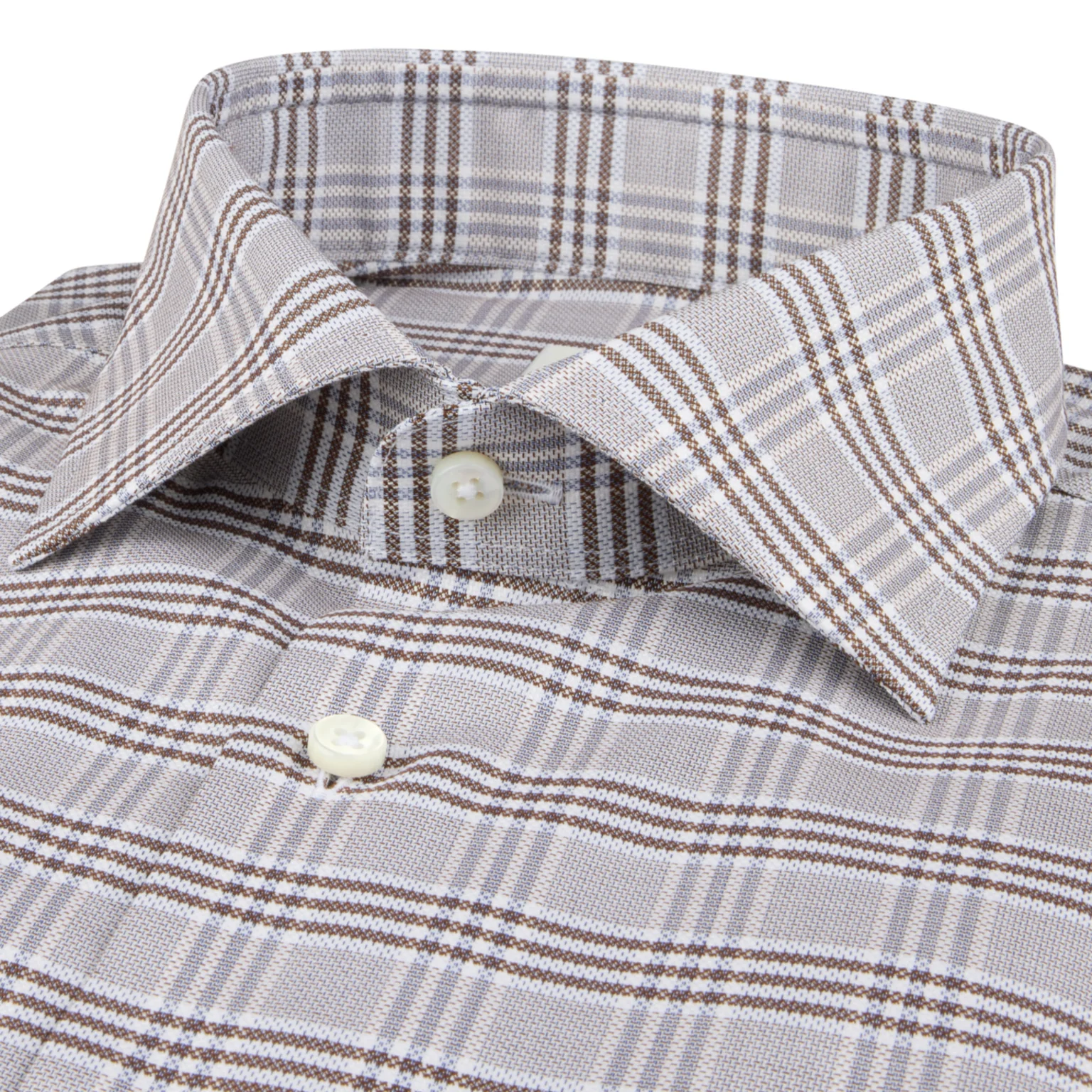 Light Brown Checked Twill Regular Fit Shirt - Stenströms - Image 2