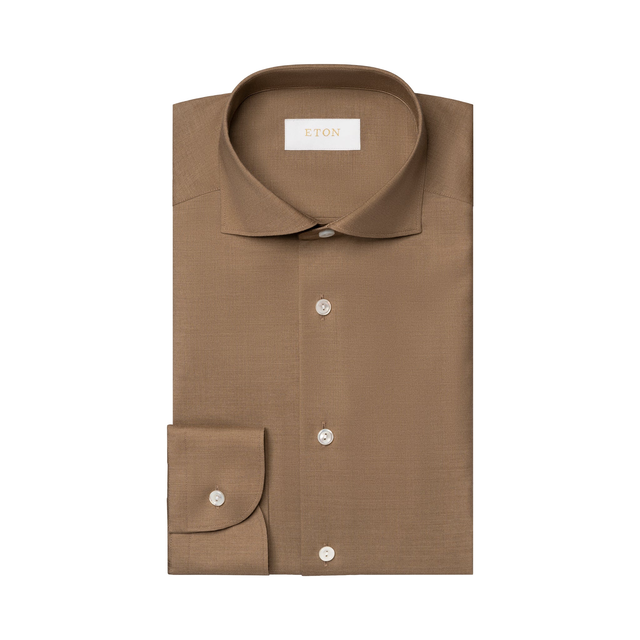 Light Brown Solid Merino Cashmere Contemporary Fit Shirt - ETON - Image 2