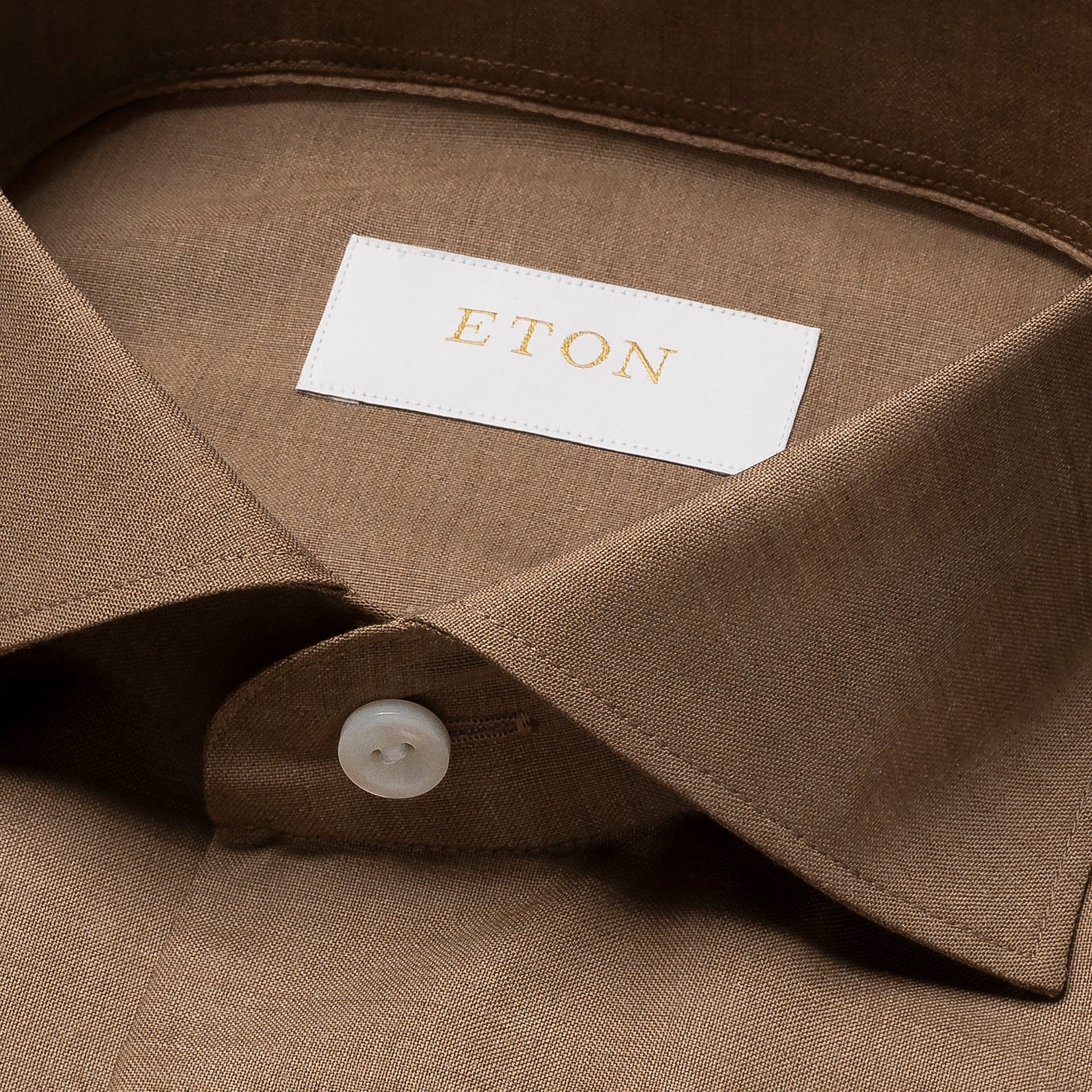 Light Brown Solid Merino Cashmere Contemporary Fit Shirt - ETON - Image 3