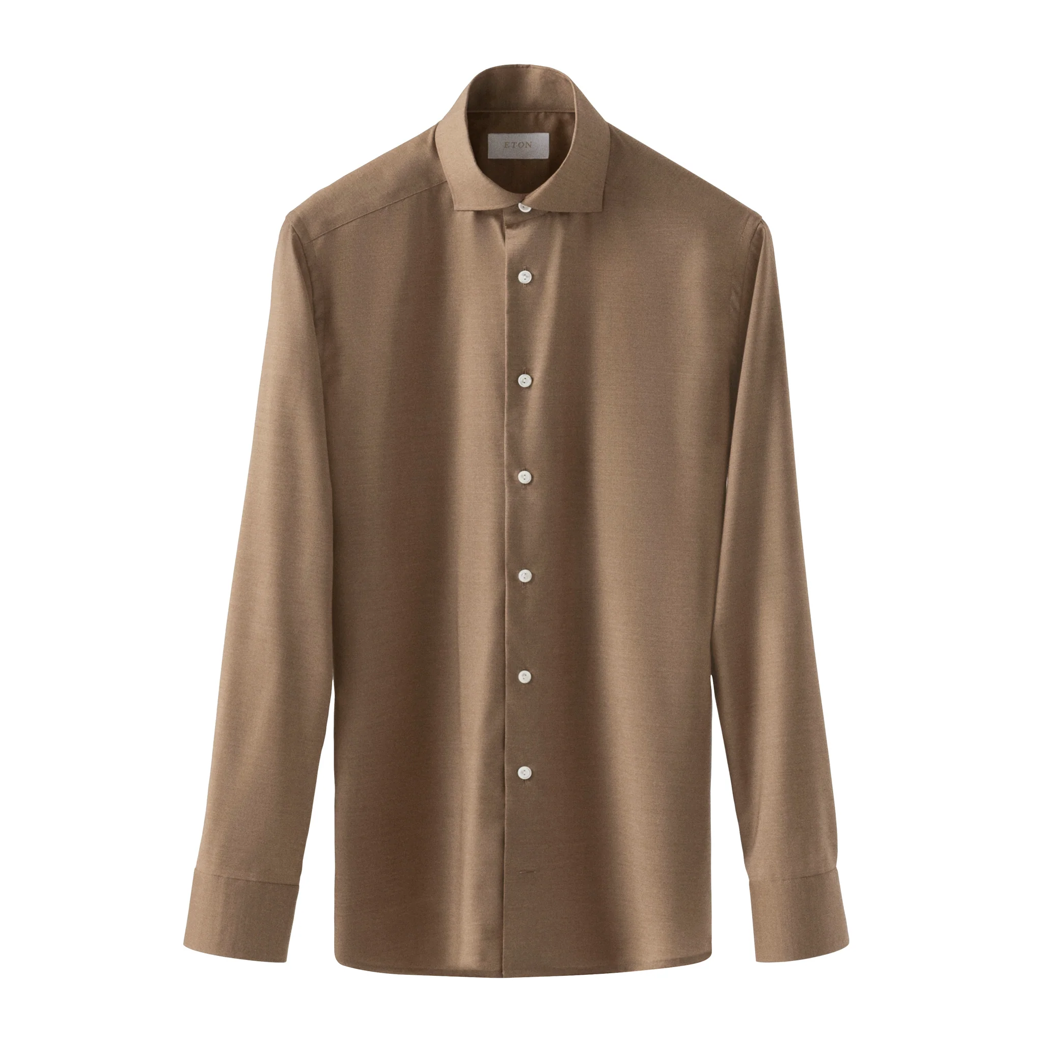 Light Brown Solid Merino Cashmere Contemporary Fit Shirt - ETON - Image 4