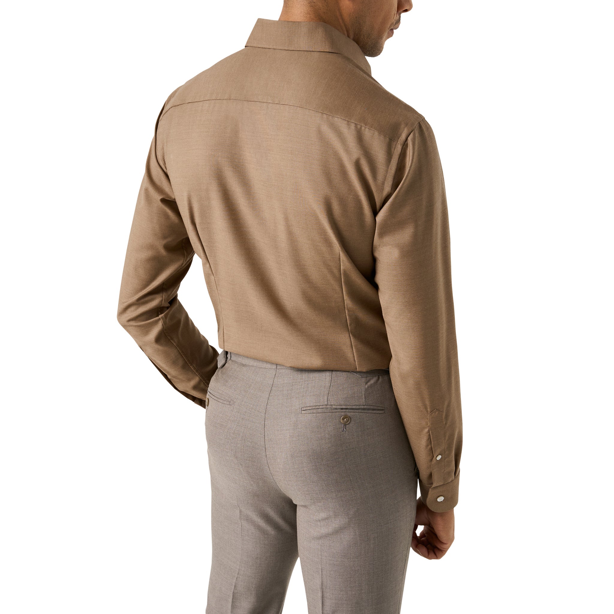 Light Brown Solid Merino Cashmere Contemporary Fit Shirt - ETON - Image 6