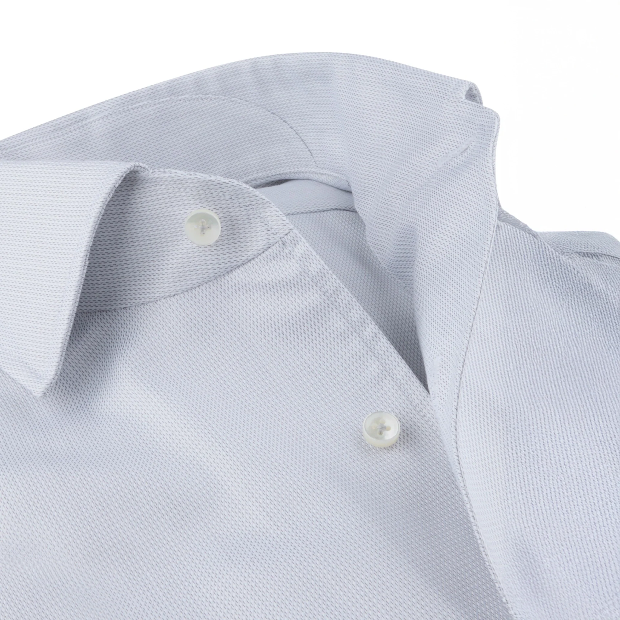 Light Gray Casual Slimline Cotton Twill Shirt - Stenströms - Image 3