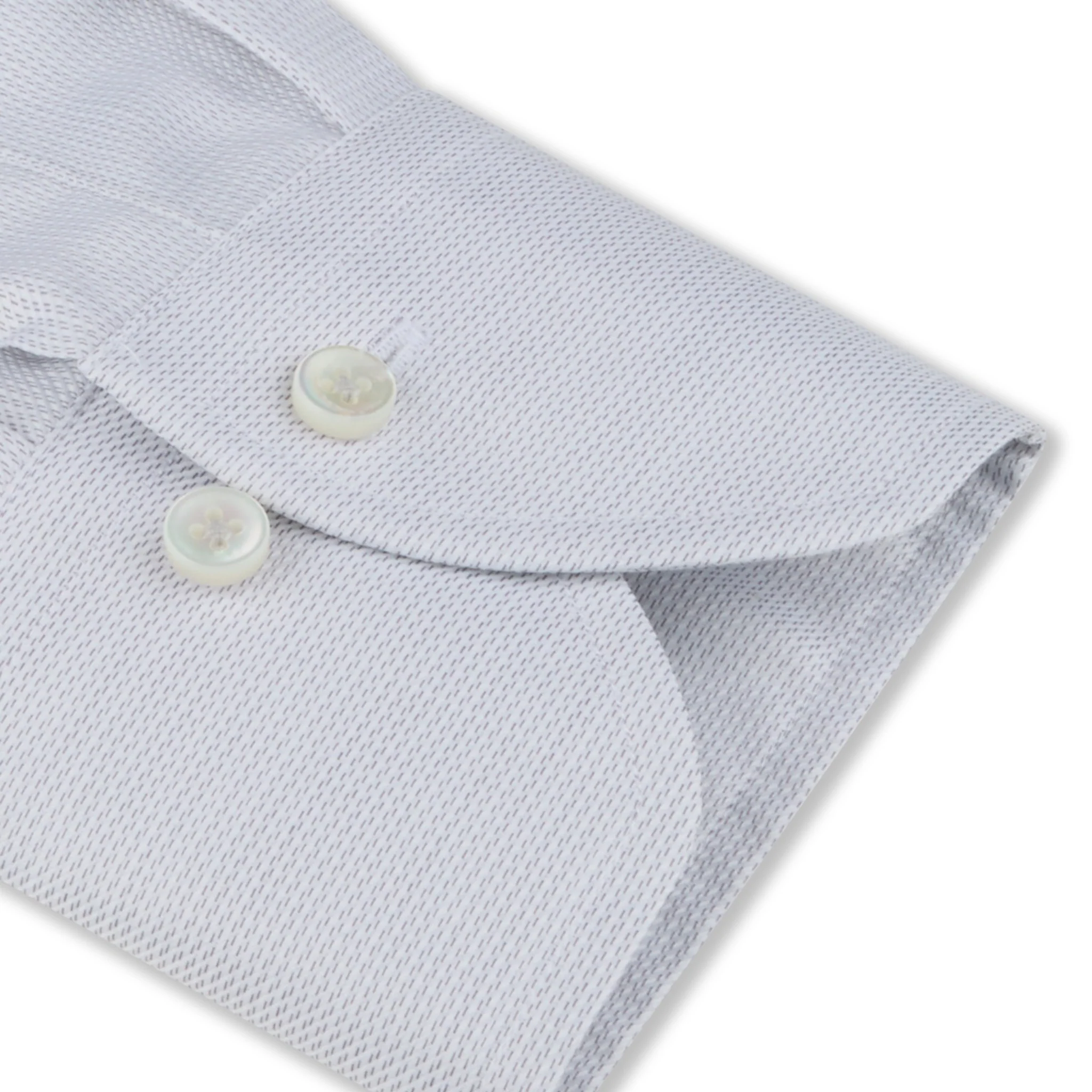 Light Gray Casual Slimline Cotton Twill Shirt - Stenströms - Image 4
