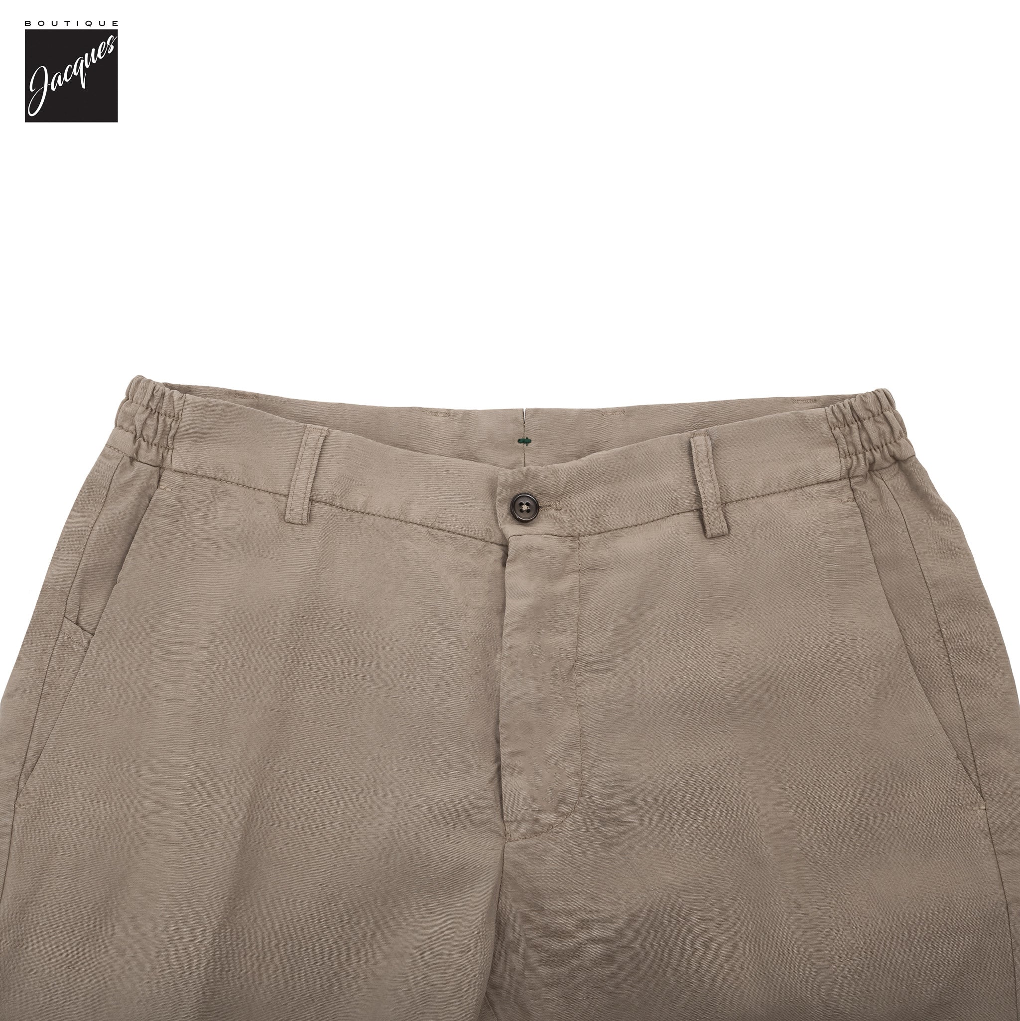 Light Fango (Mud) Lyocell-Linen Elax Bermuda Shorts - Berwich - Image 4