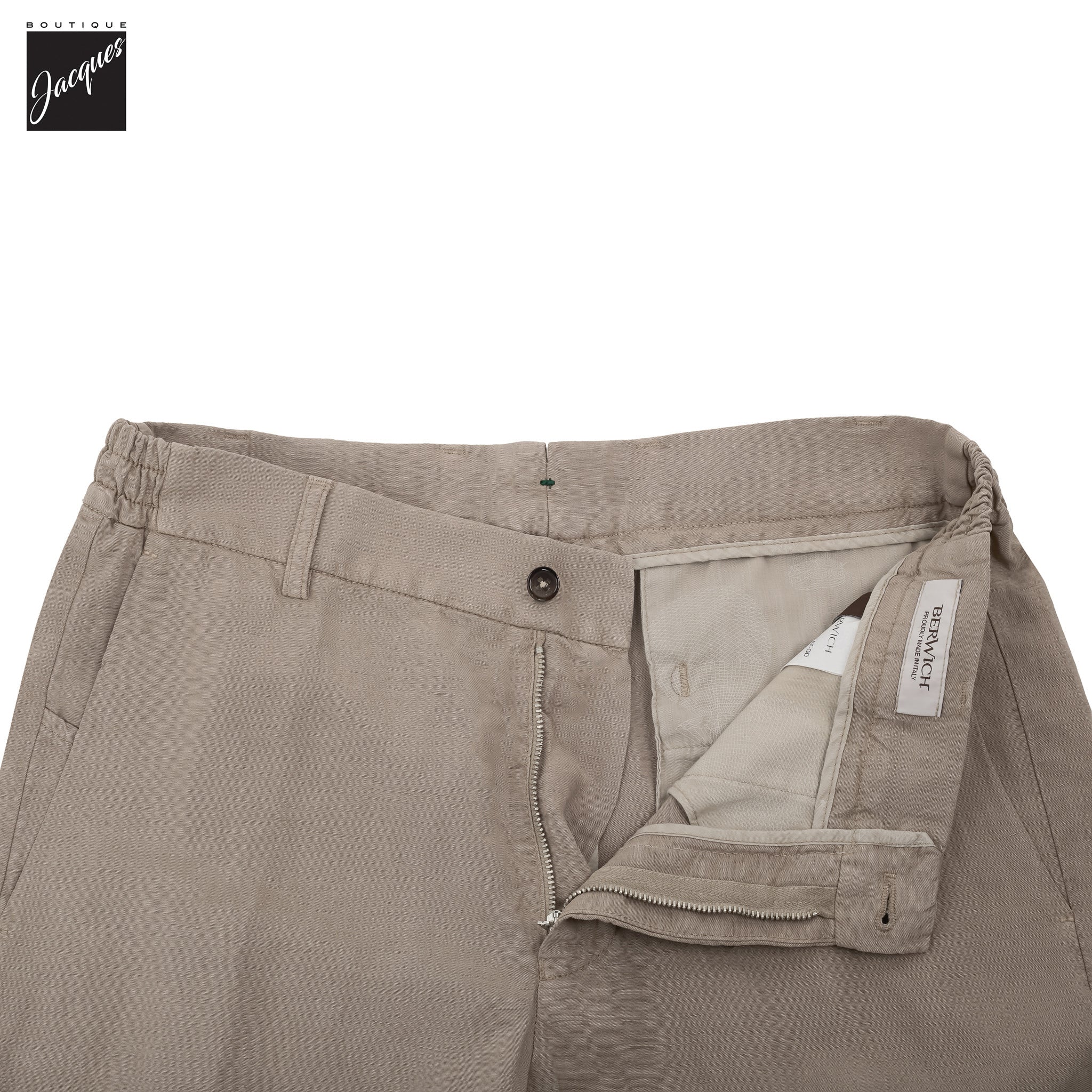 Light Fango (Mud) Lyocell-Linen Elax Bermuda Shorts - Berwich - Image 5