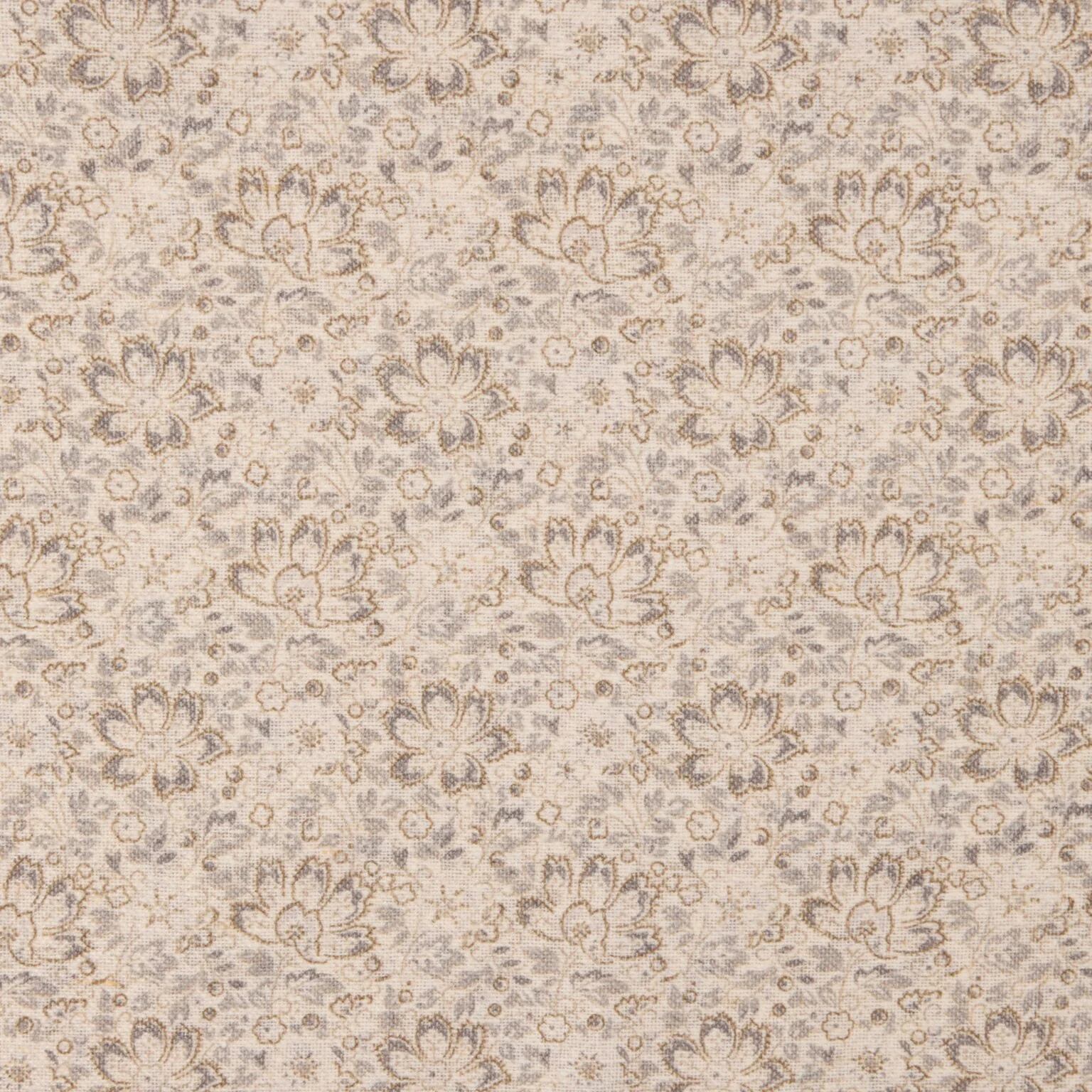 Light Gray & Beige Floral Reversible Silk-Cotton Hankie - Stenströms - Image 2