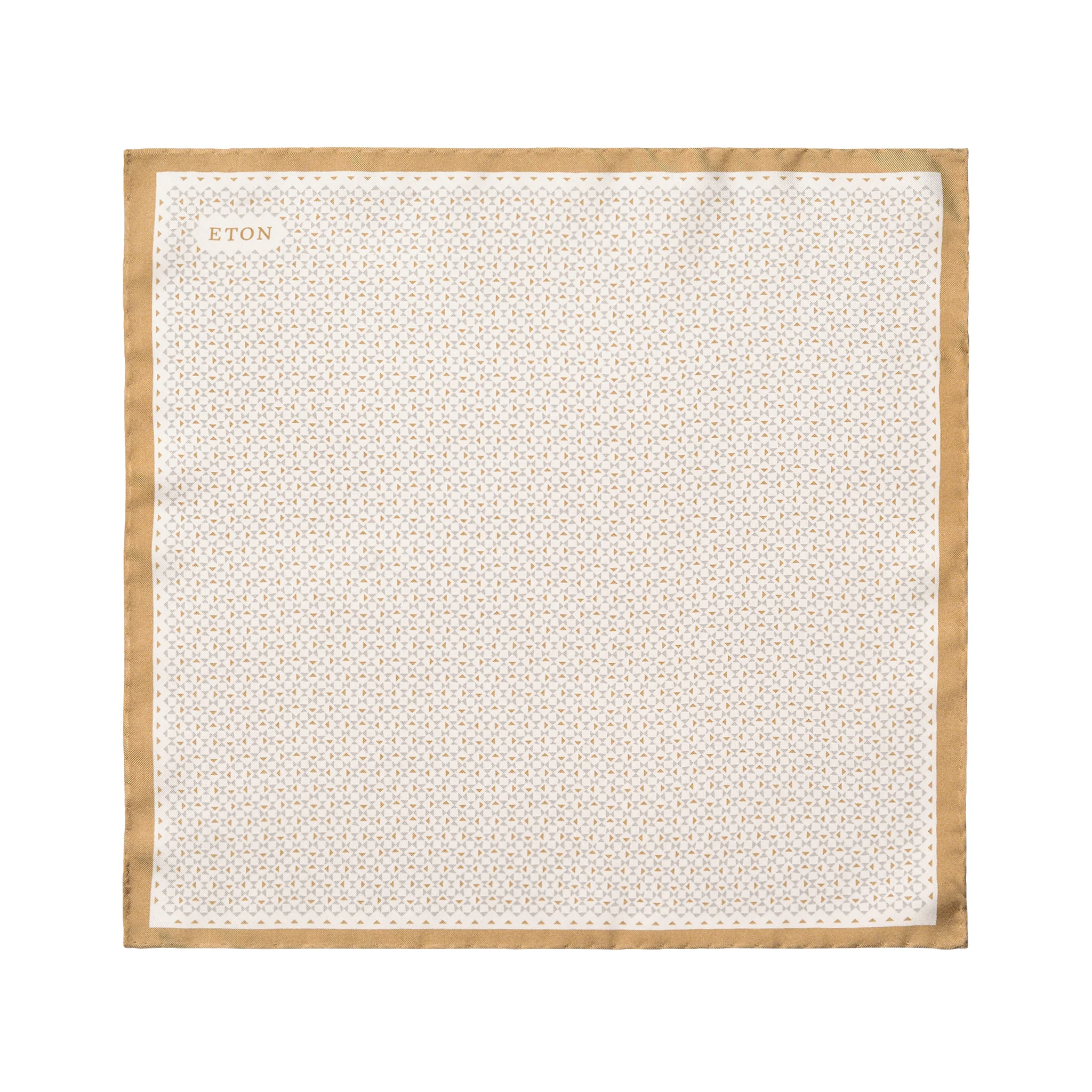 Light Gray & Beige Geometrical Silk Twill Pocket Square - ETON - Image 2