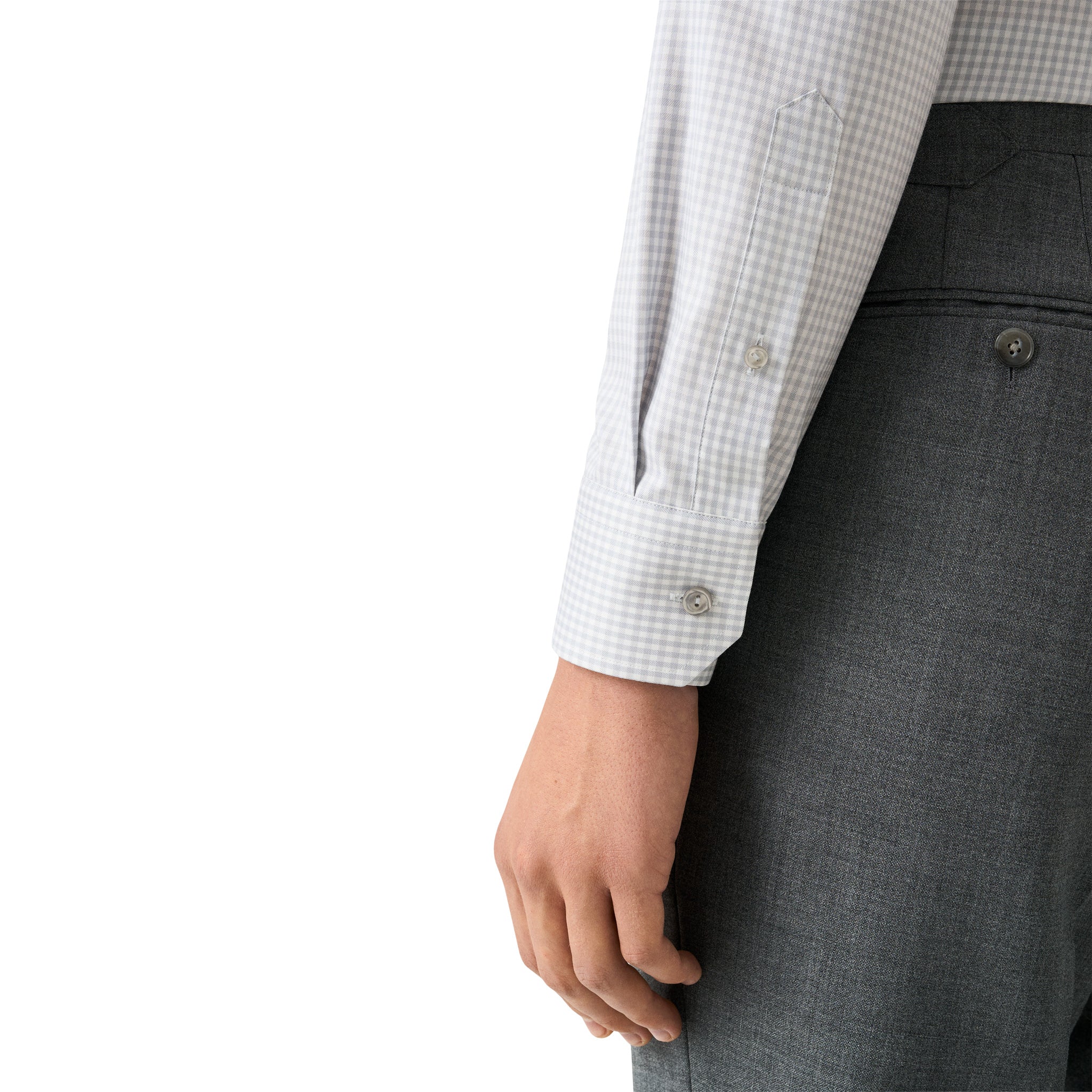 Light Gray Check Cotton-Tencel Lyocell Slim Fit Shirt - ETON - Image 6