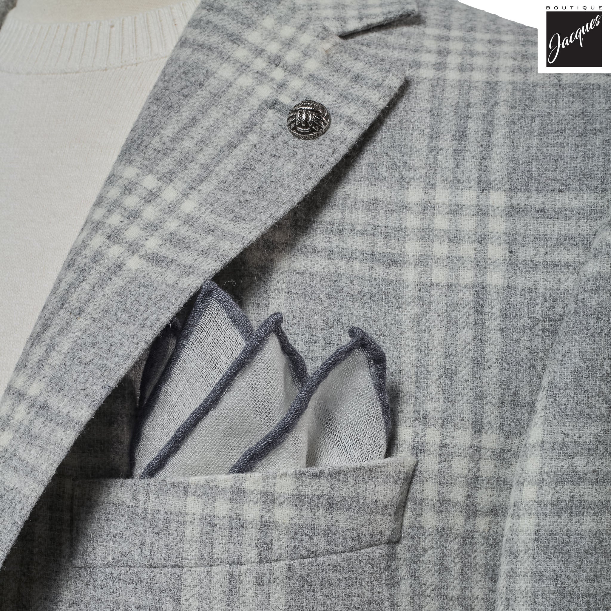 Light Gray Check McAllen Contemporary Fit Alpaca/Wool Sport Jacket - Jack Victor - Image 3