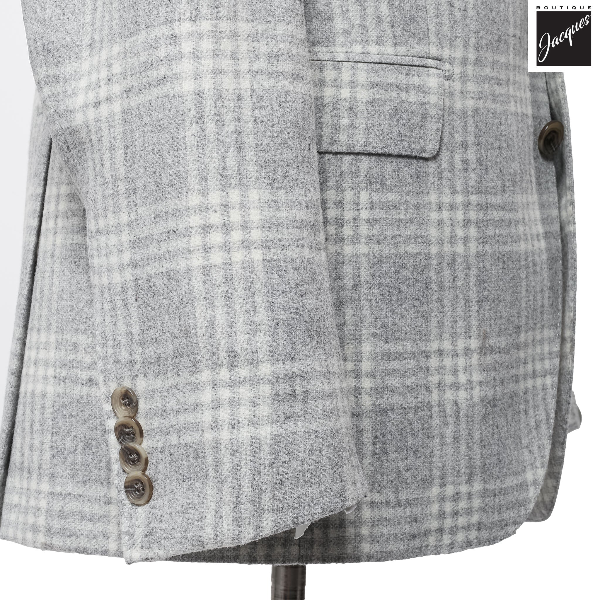 Light Gray Check McAllen Contemporary Fit Alpaca/Wool Sport Jacket - Jack Victor - Image 5