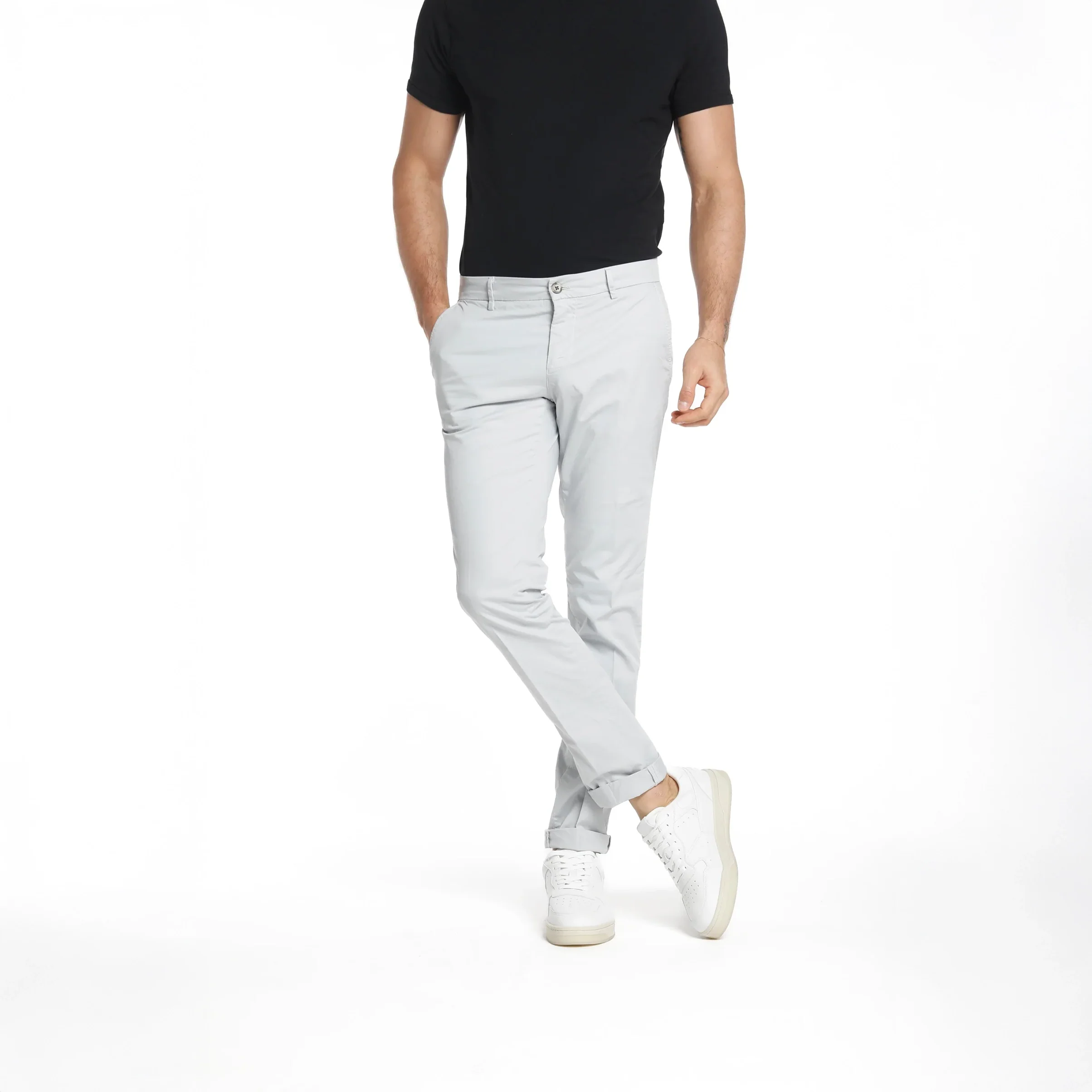 Light Gray Chino Gaberdine Stretch Slim Fit Pants - Mason's - Image 3