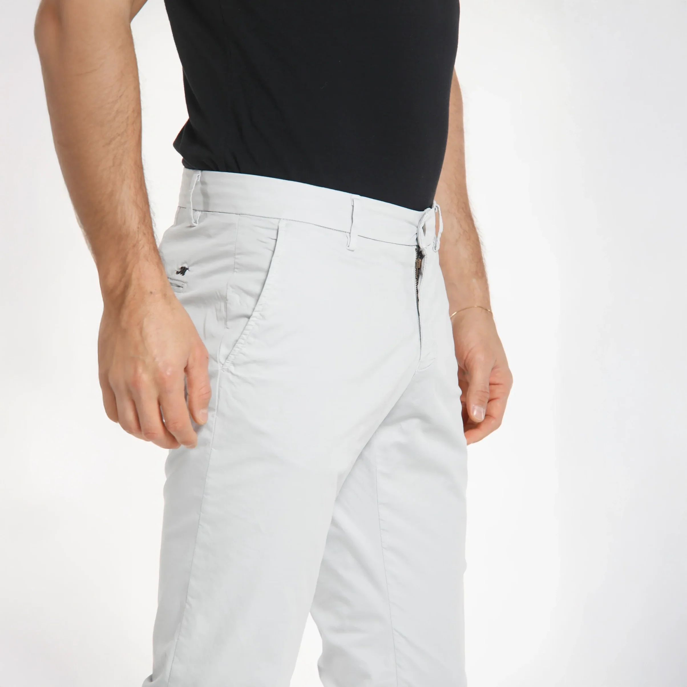 Light Gray Chino Gaberdine Stretch Slim Fit Pants - Mason's - Image 5