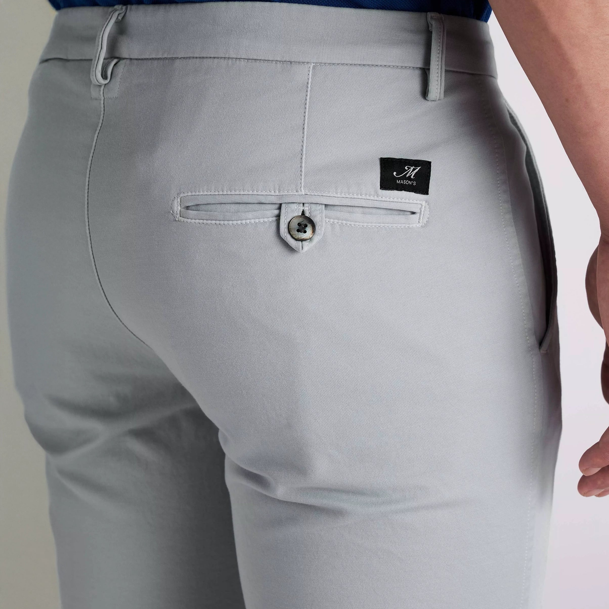 Light Gray Chino Gaberdine Stretch Slim Fit Pants - Mason's - Image 7