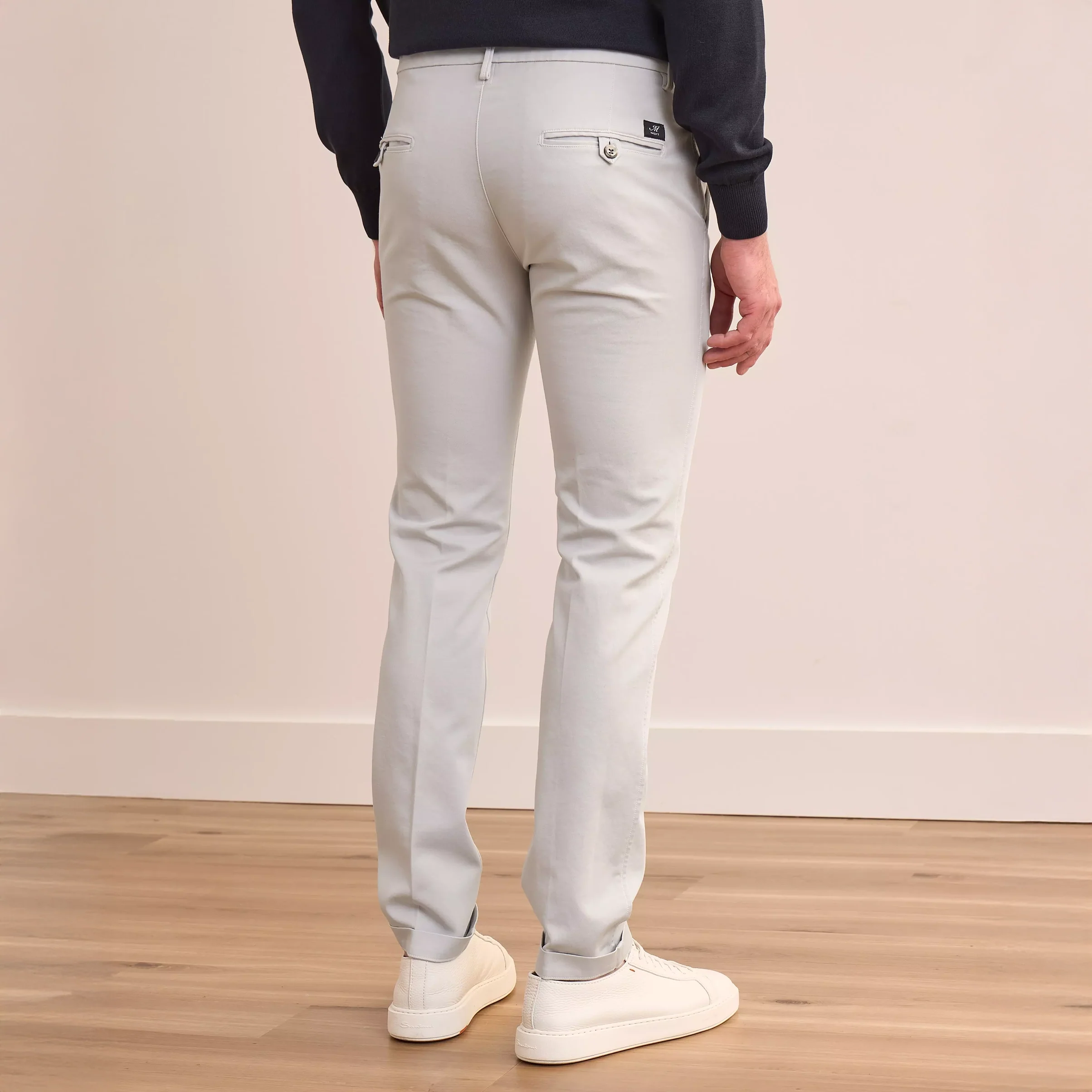 Light Gray Chino Gaberdine Stretch Slim Fit Pants - Mason's - Image 9