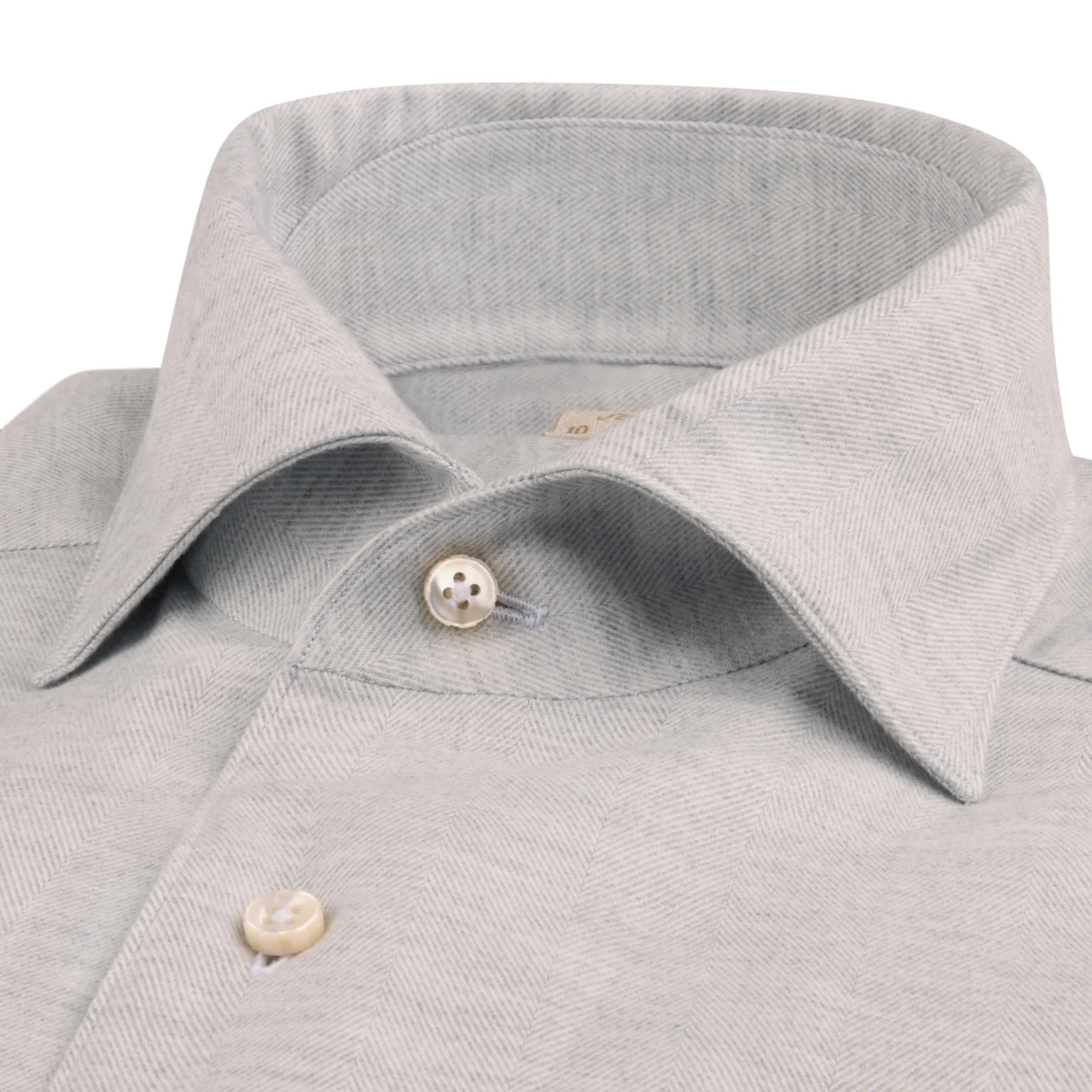 Light Gray Cotton-Lyocell 1899 Flannel Shirt - Stenströms - Image 2