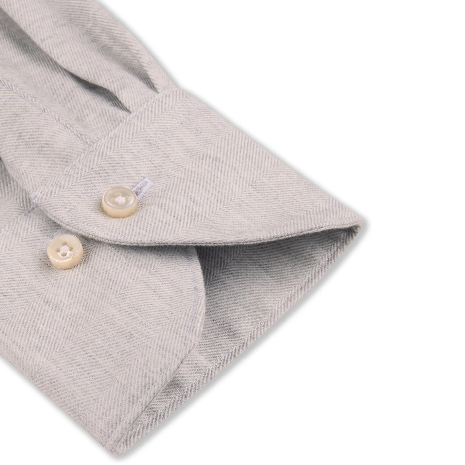 Light Gray Cotton-Lyocell 1899 Flannel Shirt - Stenströms - Image 3