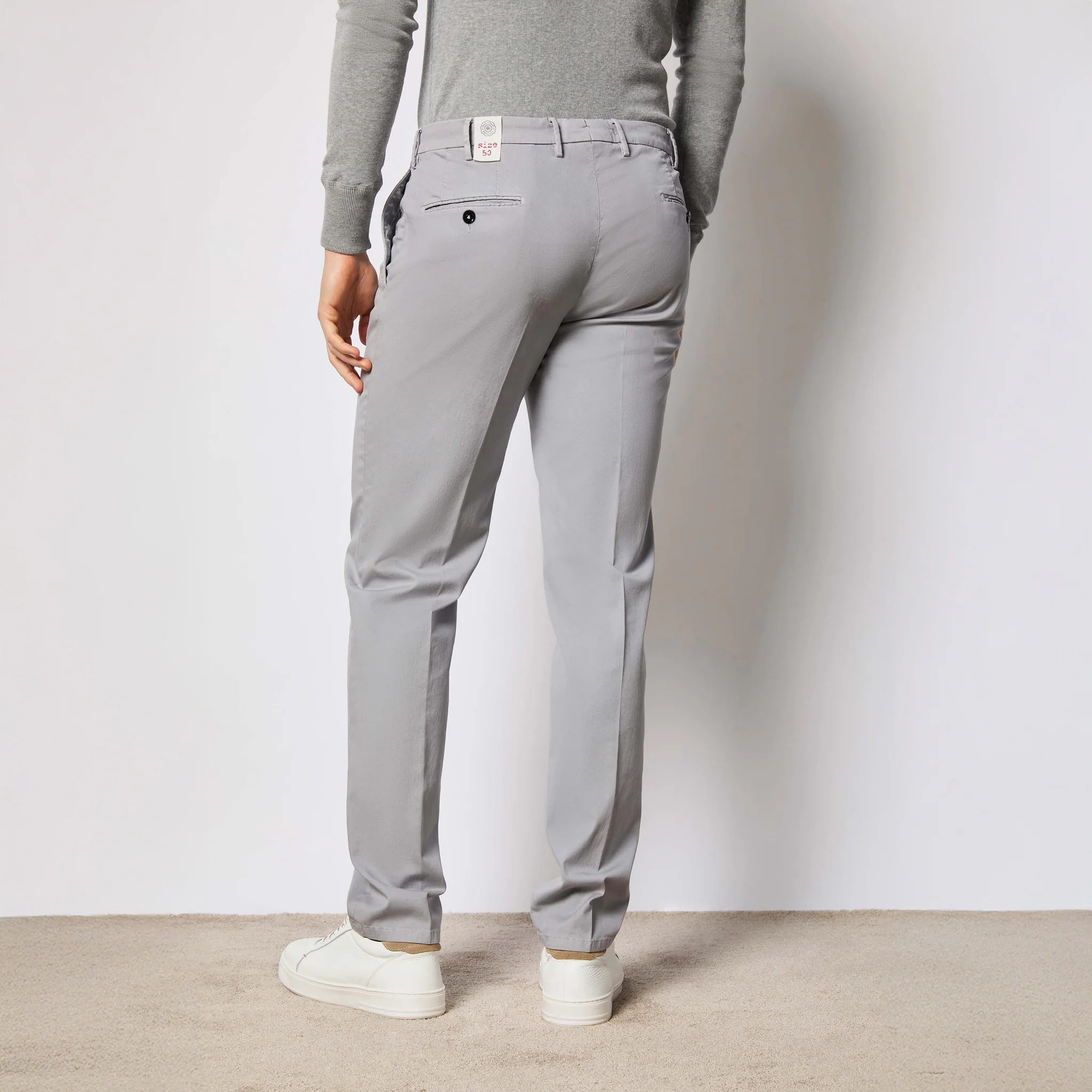 Gray Garment-Dyed Cotton-Stretch Modern Fit Elton Dress Pant - L.B.M. 1911 - Image 3