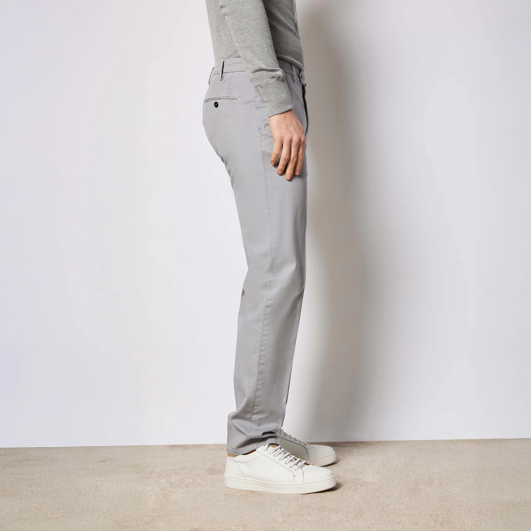 Gray Garment-Dyed Cotton-Stretch Modern Fit Elton Dress Pant - L.B.M. 1911 - Image 4