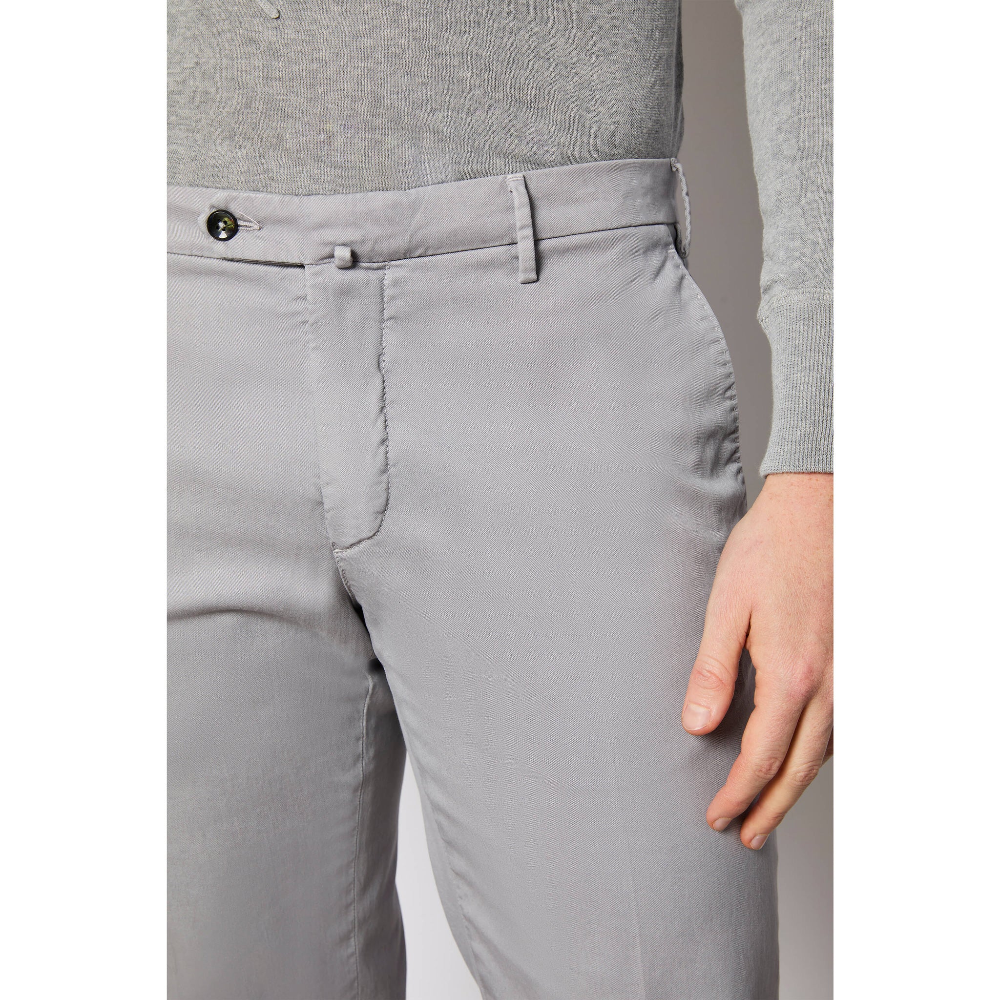 Gray Garment-Dyed Cotton-Stretch Modern Fit Elton Dress Pant - L.B.M. 1911 - Image 5