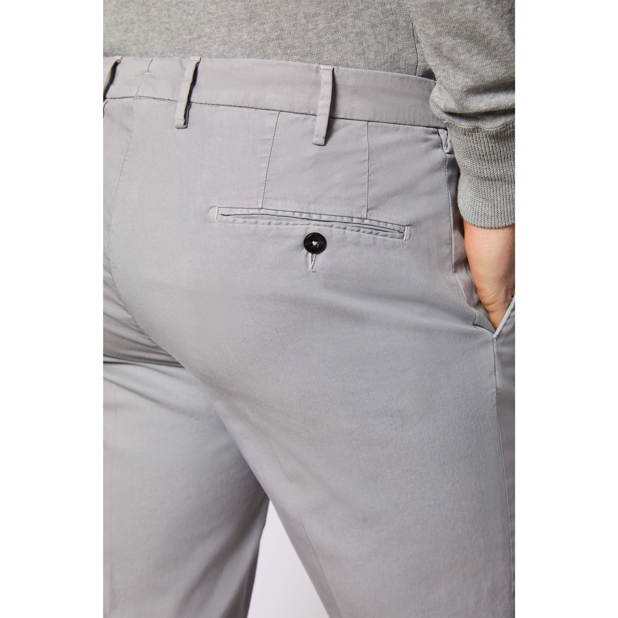 Gray Garment-Dyed Cotton-Stretch Modern Fit Elton Dress Pant - L.B.M. 1911 - Image 6
