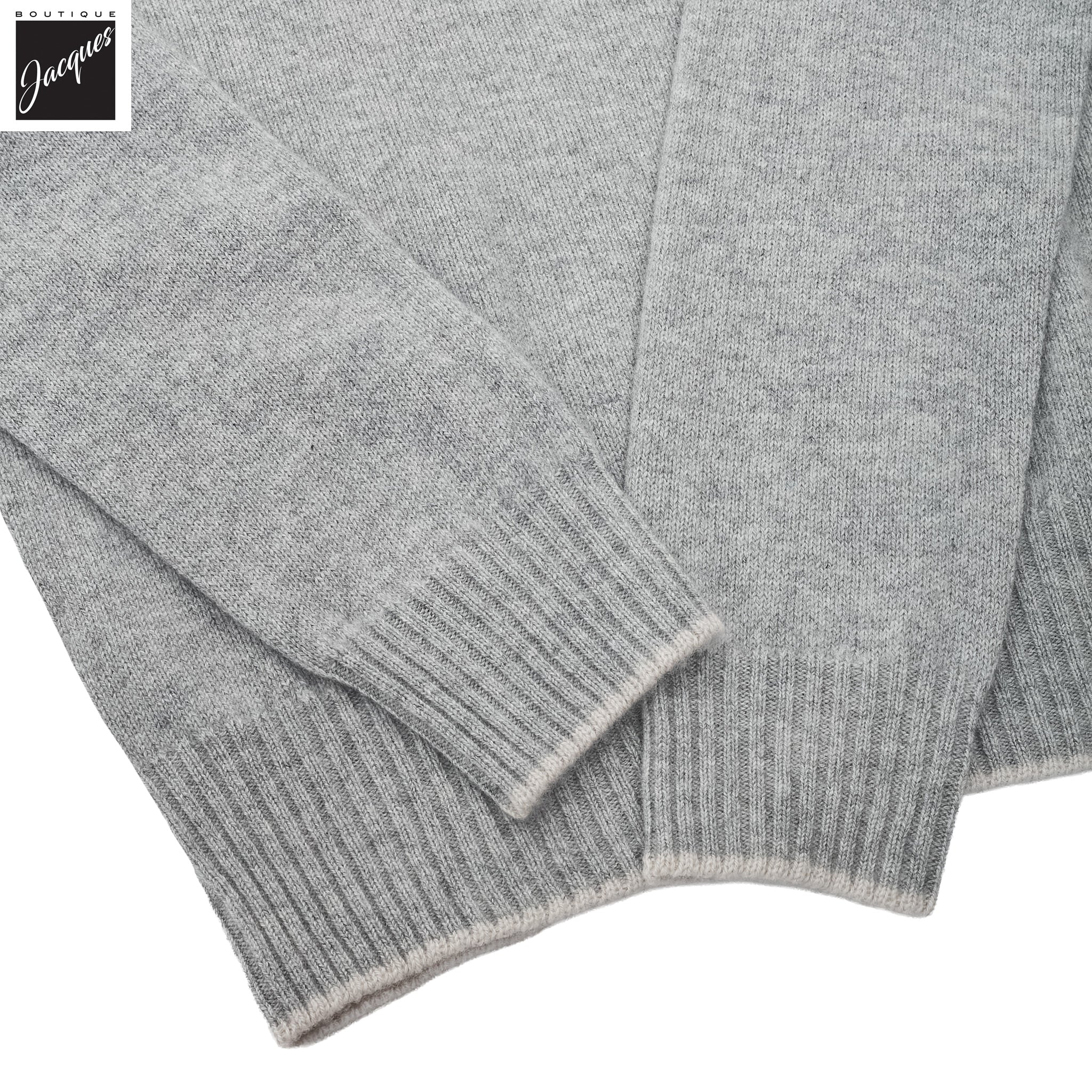 Light Gray Fine Cashmere Crew Neck Sweater - FRADI - Image 3