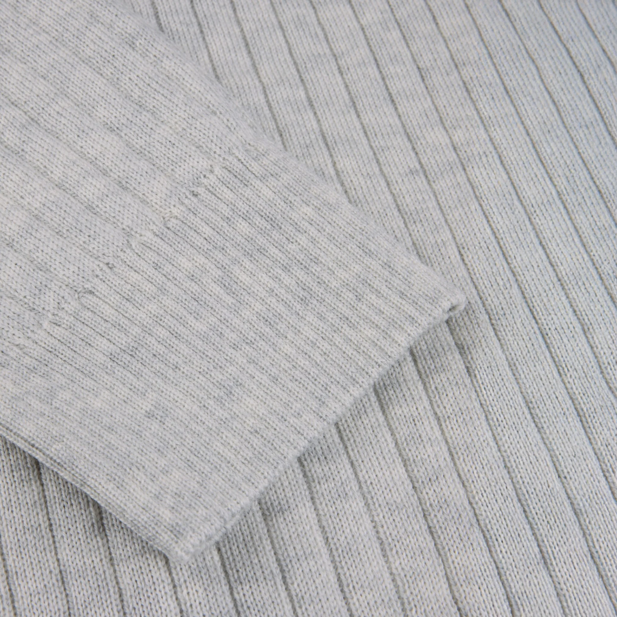 Light Gray Fine Merino Wool Polo-Collar Cardigan - Stenströms - Image 4