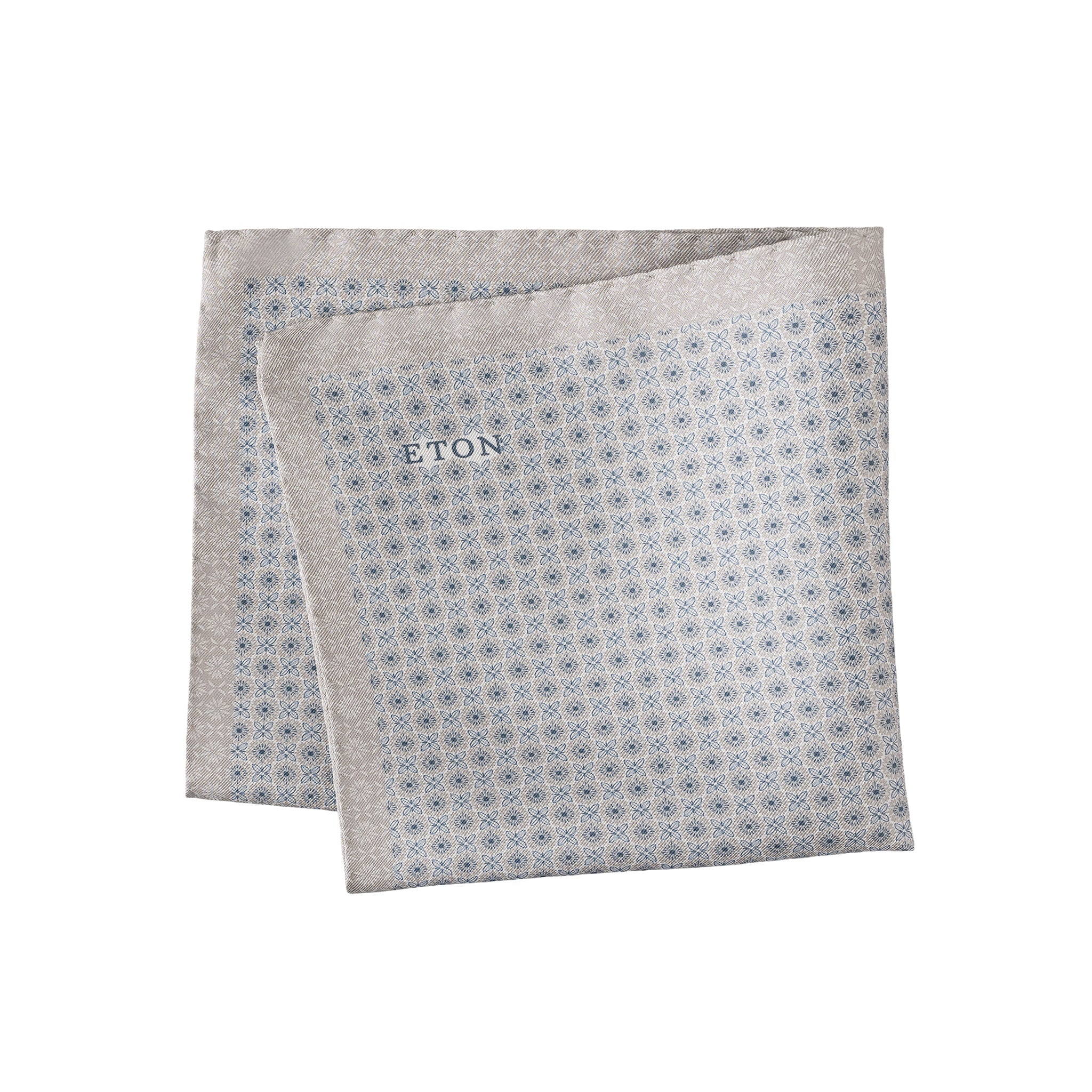 Light Gray Geometric Pattern Silk Pocket Square - ETON