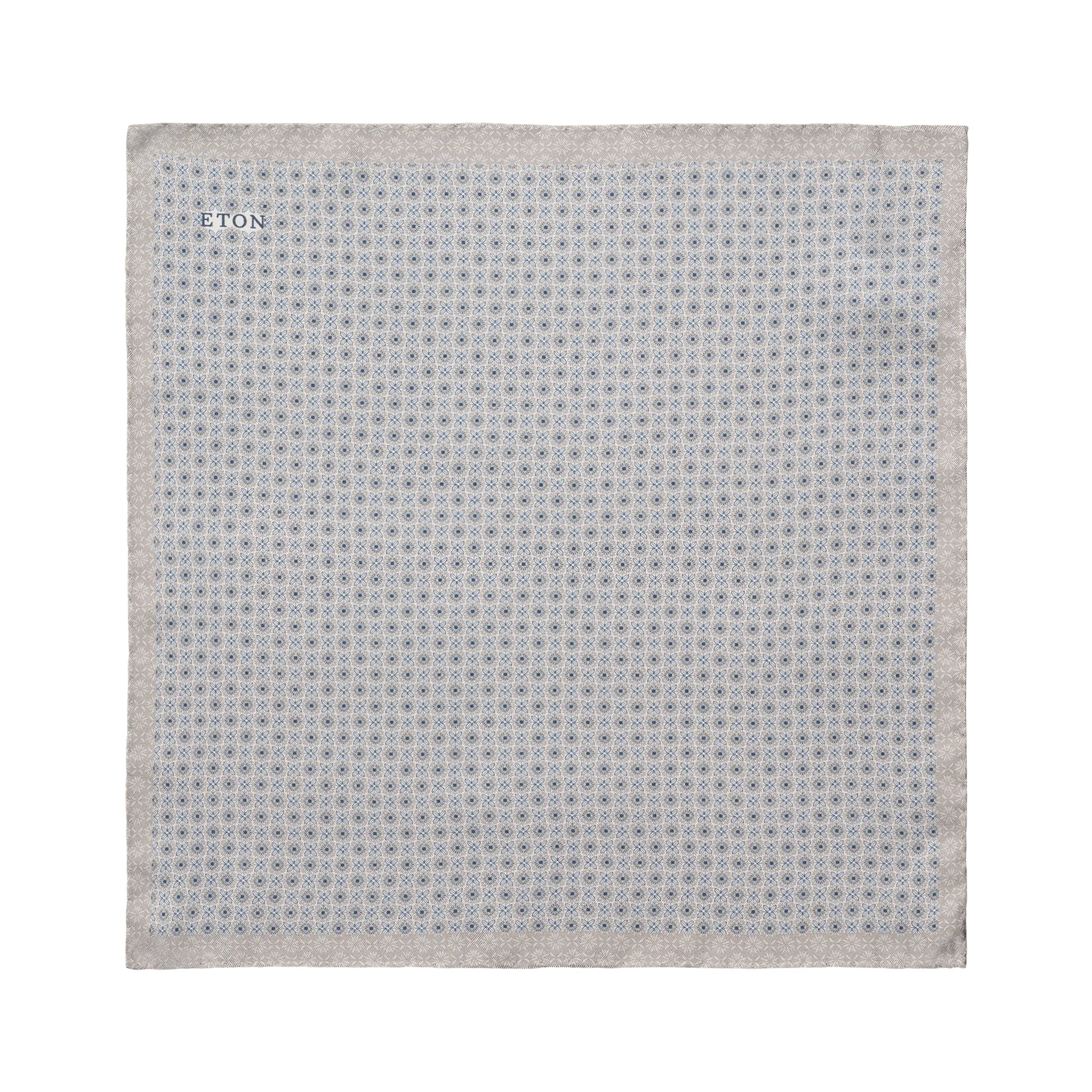 Light Gray Geometric Pattern Silk Pocket Square - ETON - Image 2