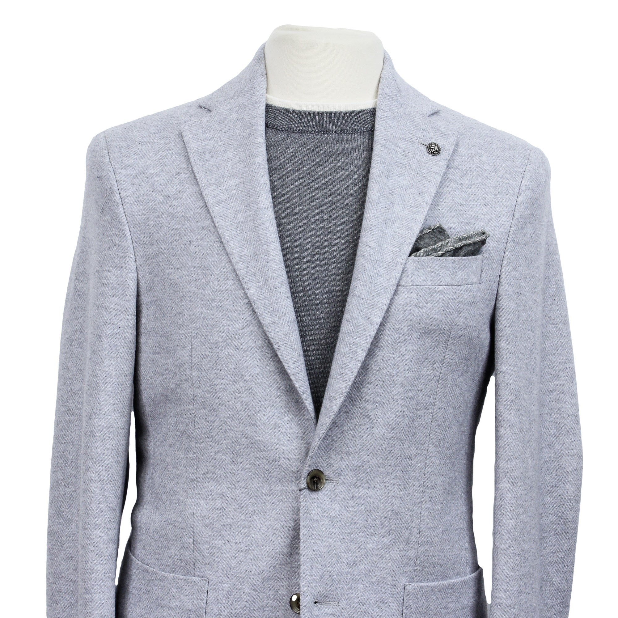 Light Gray Herringbone Wool-Cotton Hampton Contemporary Fit Jacket - Jack Victor - Image 3
