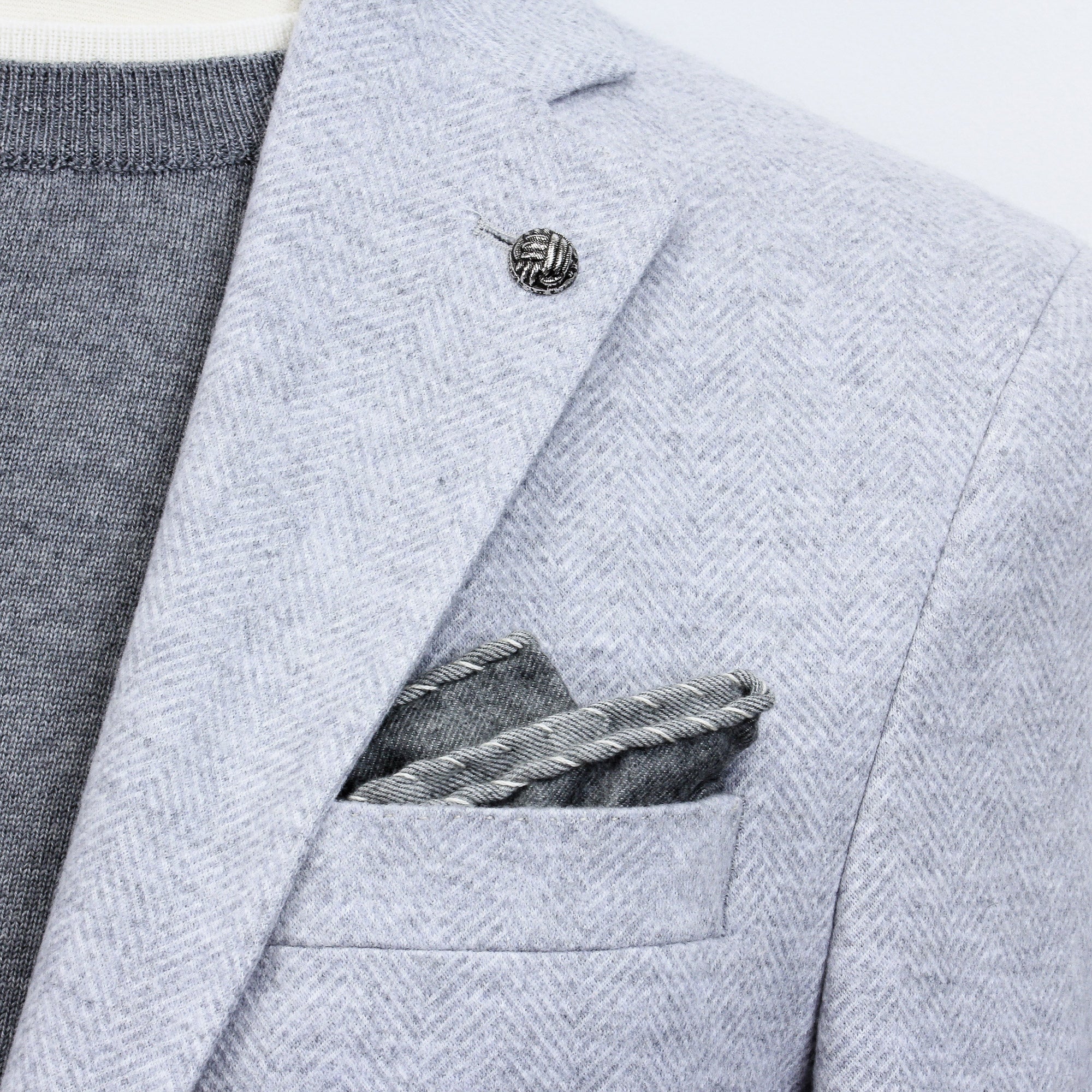 Light Gray Herringbone Wool-Cotton Hampton Contemporary Fit Jacket - Jack Victor - Image 4