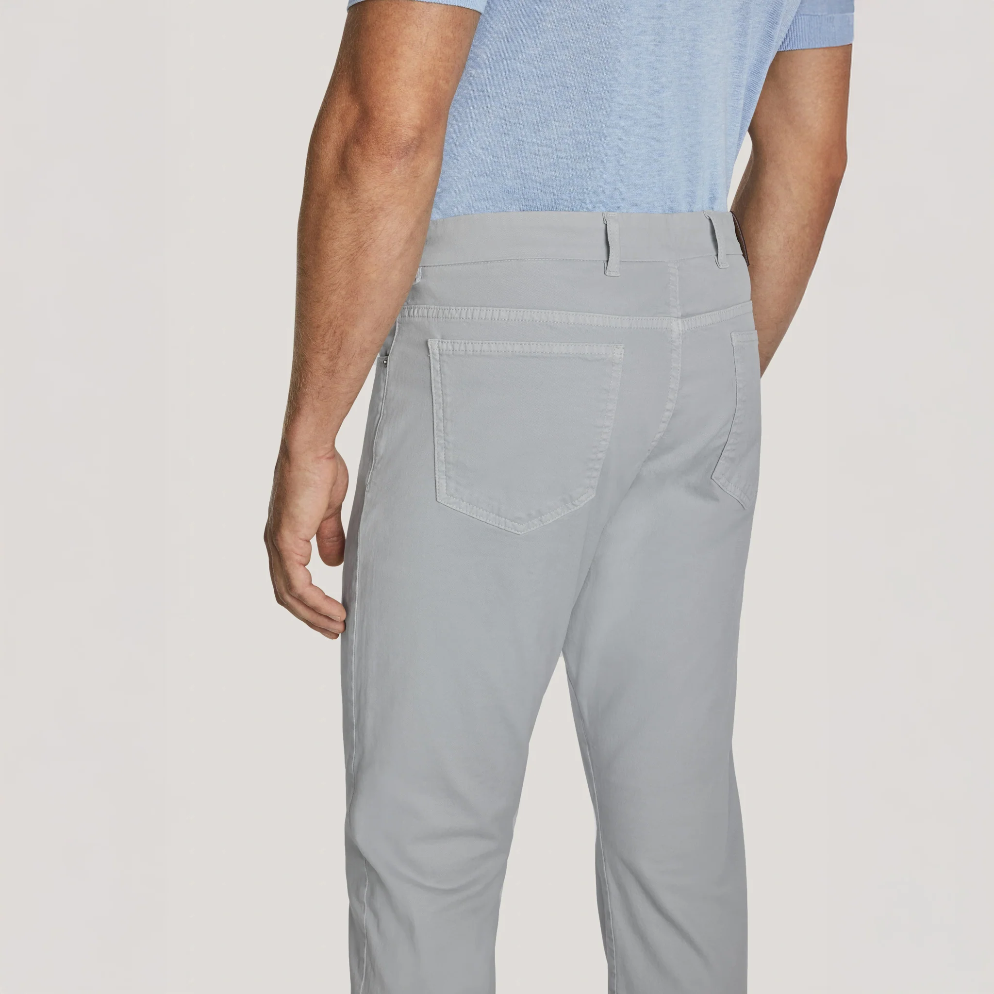 Light Gray Jackie Brushed Cotton Modern Fit Five Pocket Pants - Jack Victor - Image 3