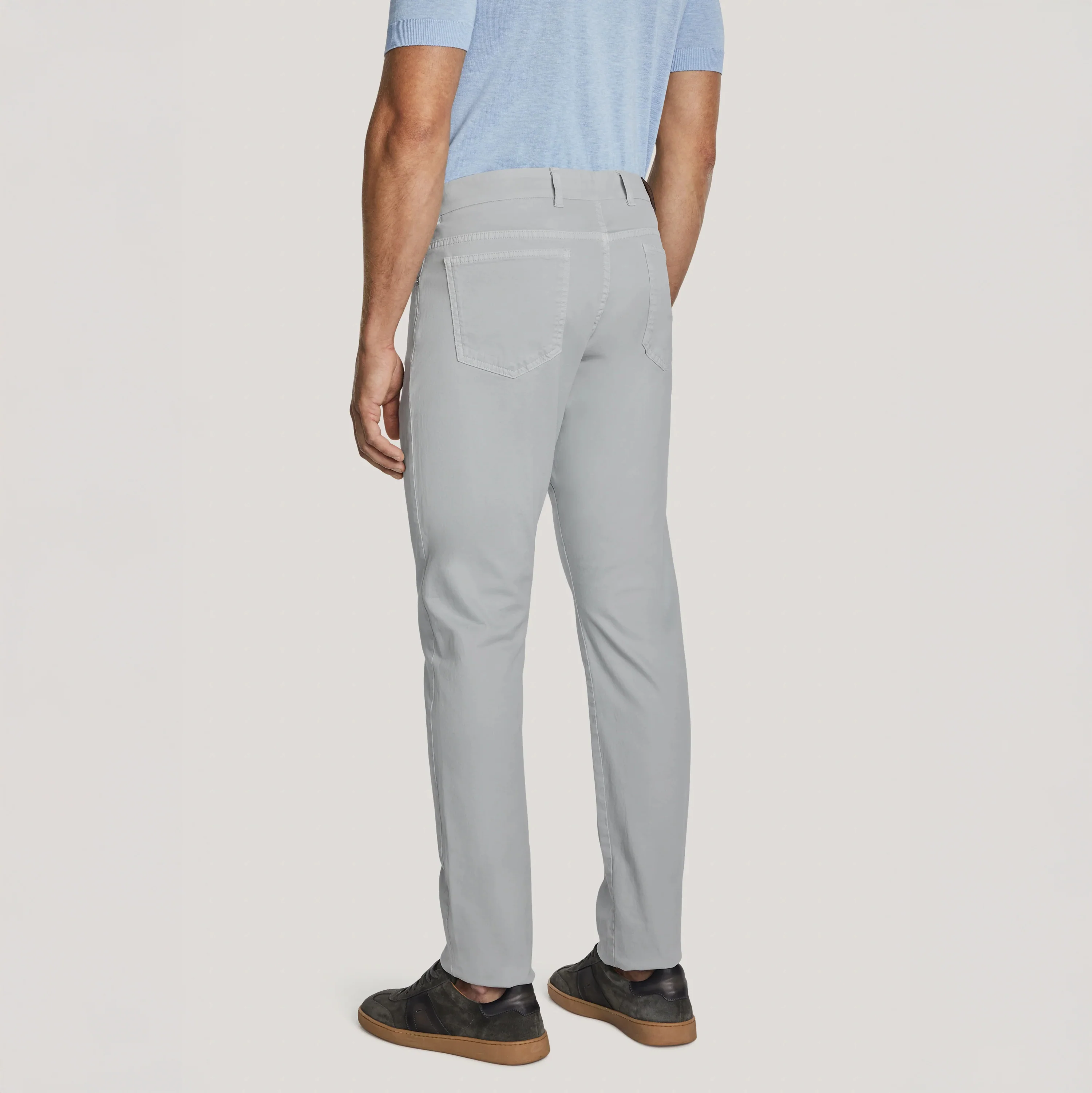 Light Gray Jackie Brushed Cotton Modern Fit Five Pocket Pants - Jack Victor - Image 4