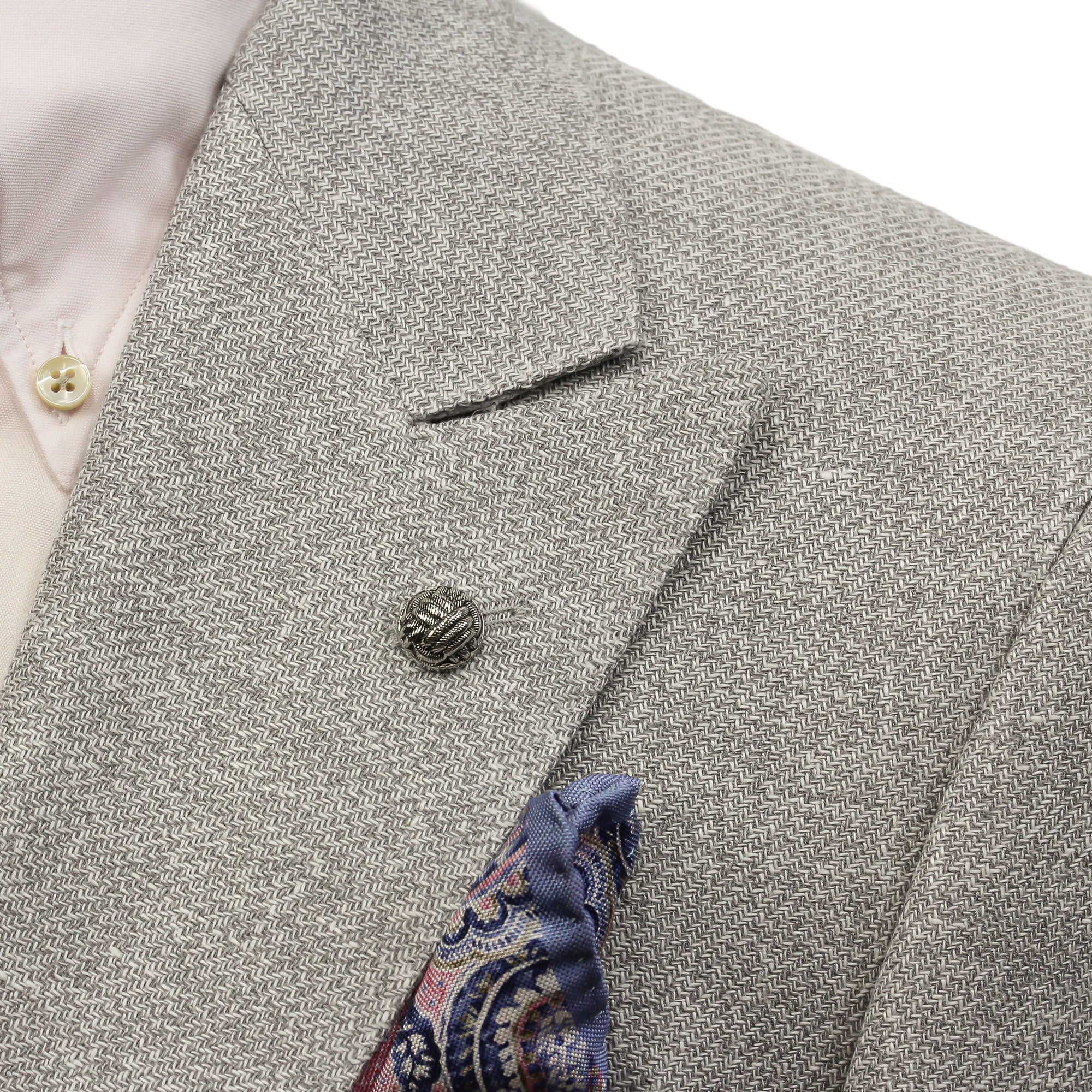Light Gray Linen/Silk/Cotton Peak Lapel Morgan Contemporary Fit Sport Jacket - Jack Victor 1913 - Image 2