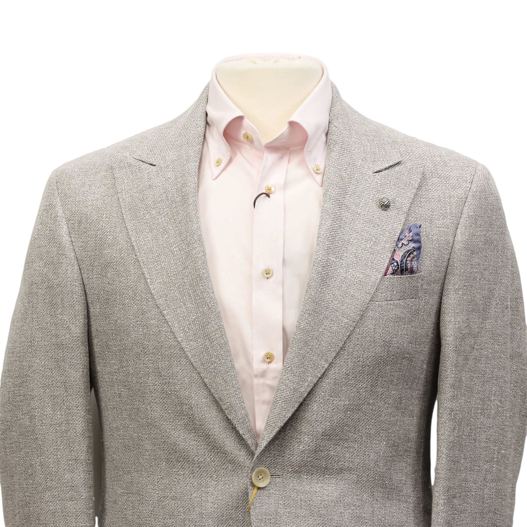 Light Gray Linen/Silk/Cotton Peak Lapel Morgan Contemporary Fit Sport Jacket - Jack Victor 1913 - Image 3