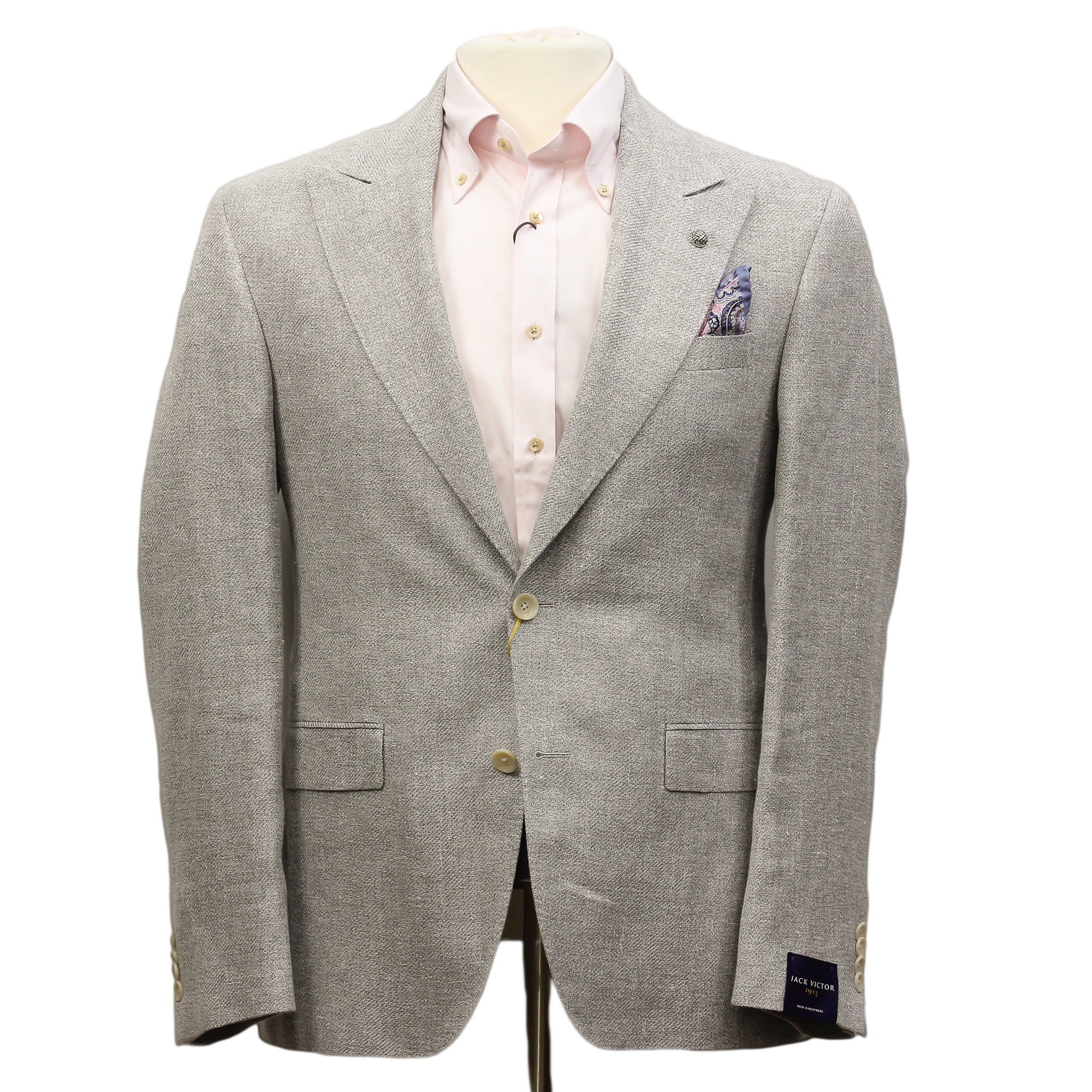 Light Gray Linen/Silk/Cotton Peak Lapel Morgan Contemporary Fit Sport Jacket - Jack Victor 1913 - Image 4