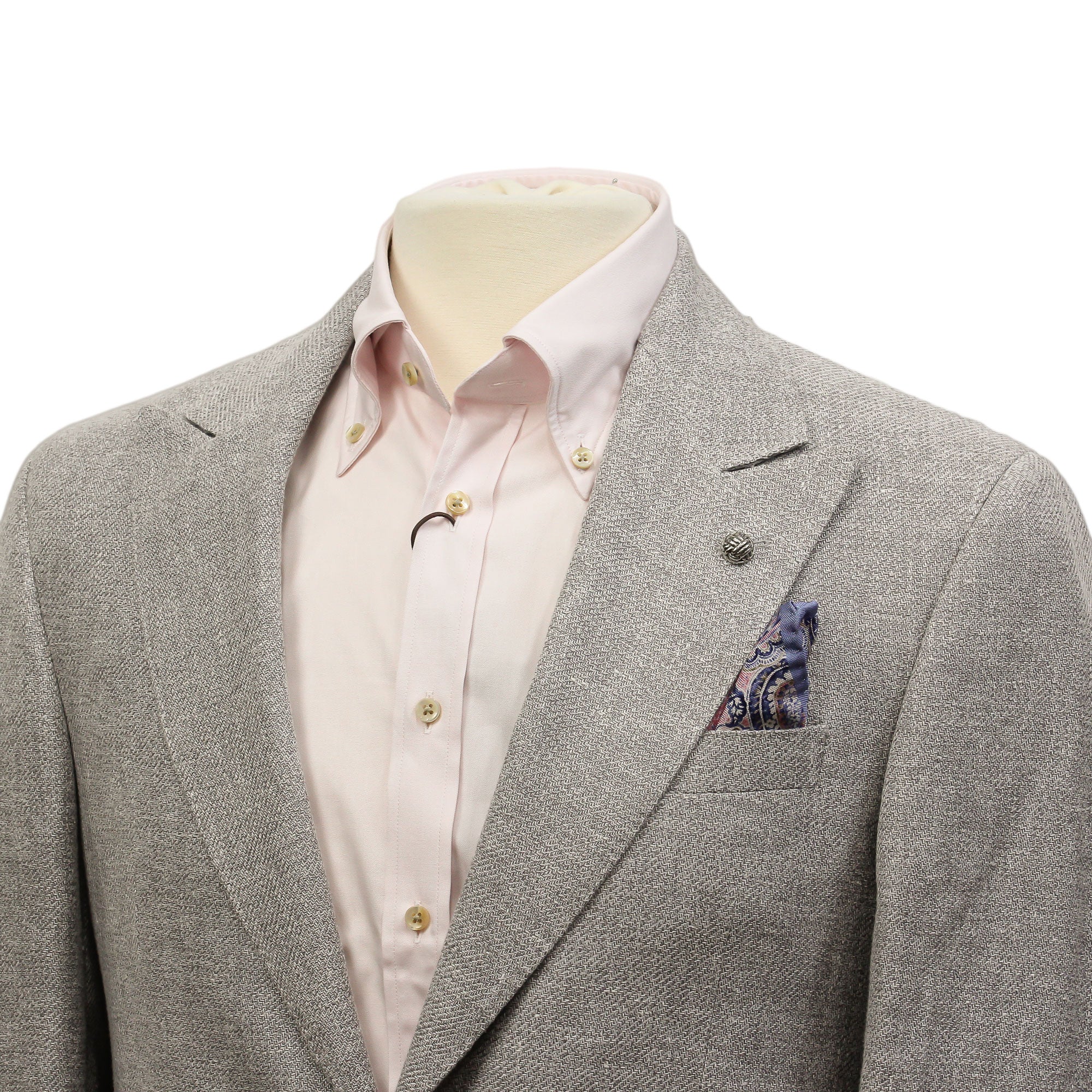 Light Gray Linen/Silk/Cotton Peak Lapel Morgan Contemporary Fit Sport Jacket - Jack Victor 1913 - Image 5