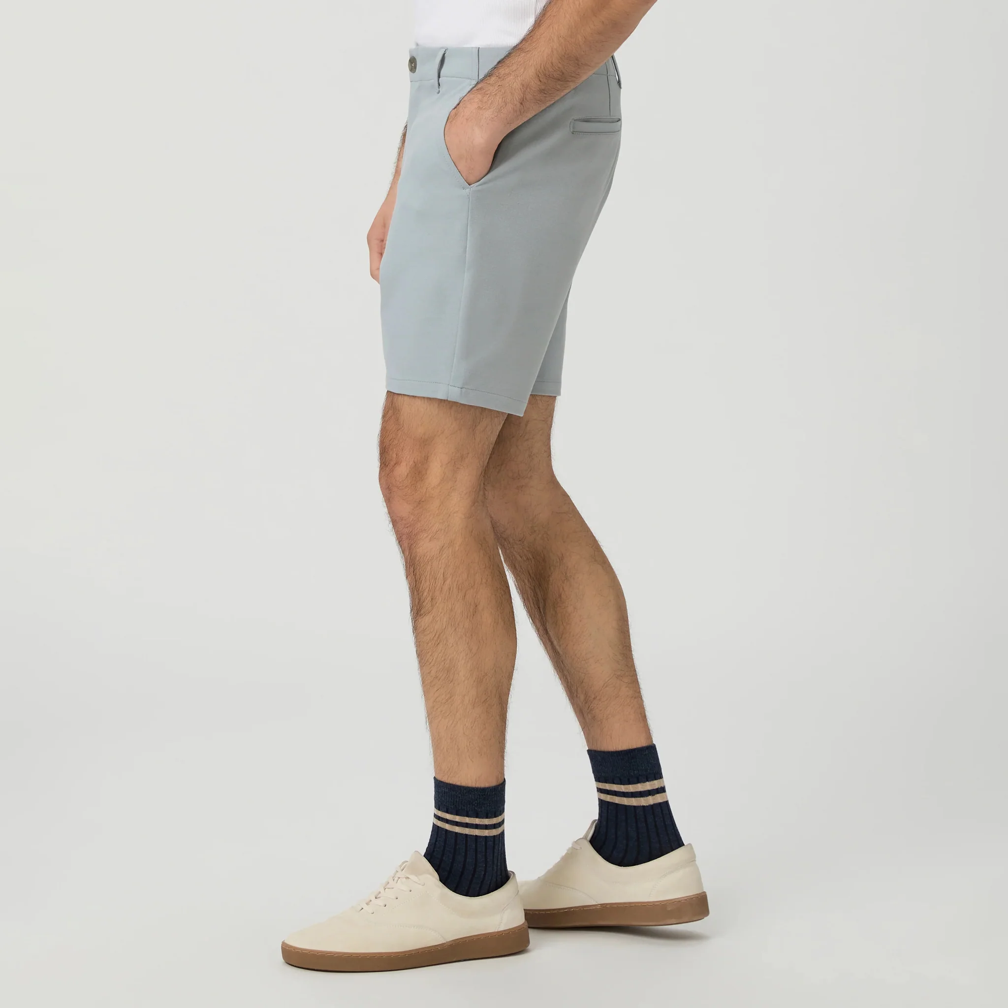 Light Gray Moon Shadow Rickson Slim Fit Trouser Shorts - PAIGE - Image 3