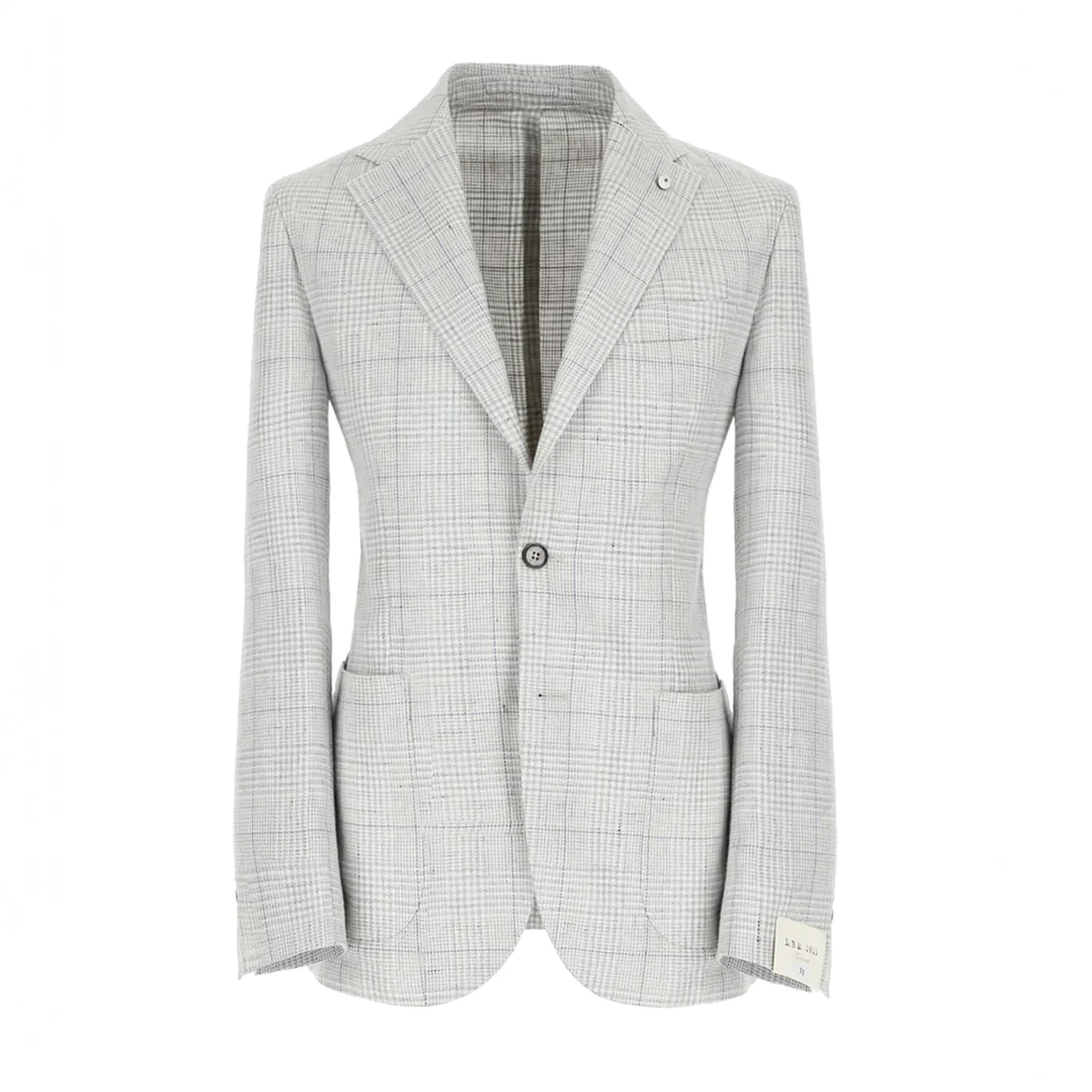 Light Gray Prince of Wales Linen-Cotton Contemporary Fit Sport Jacket - L.B.M 1911 - Image 4