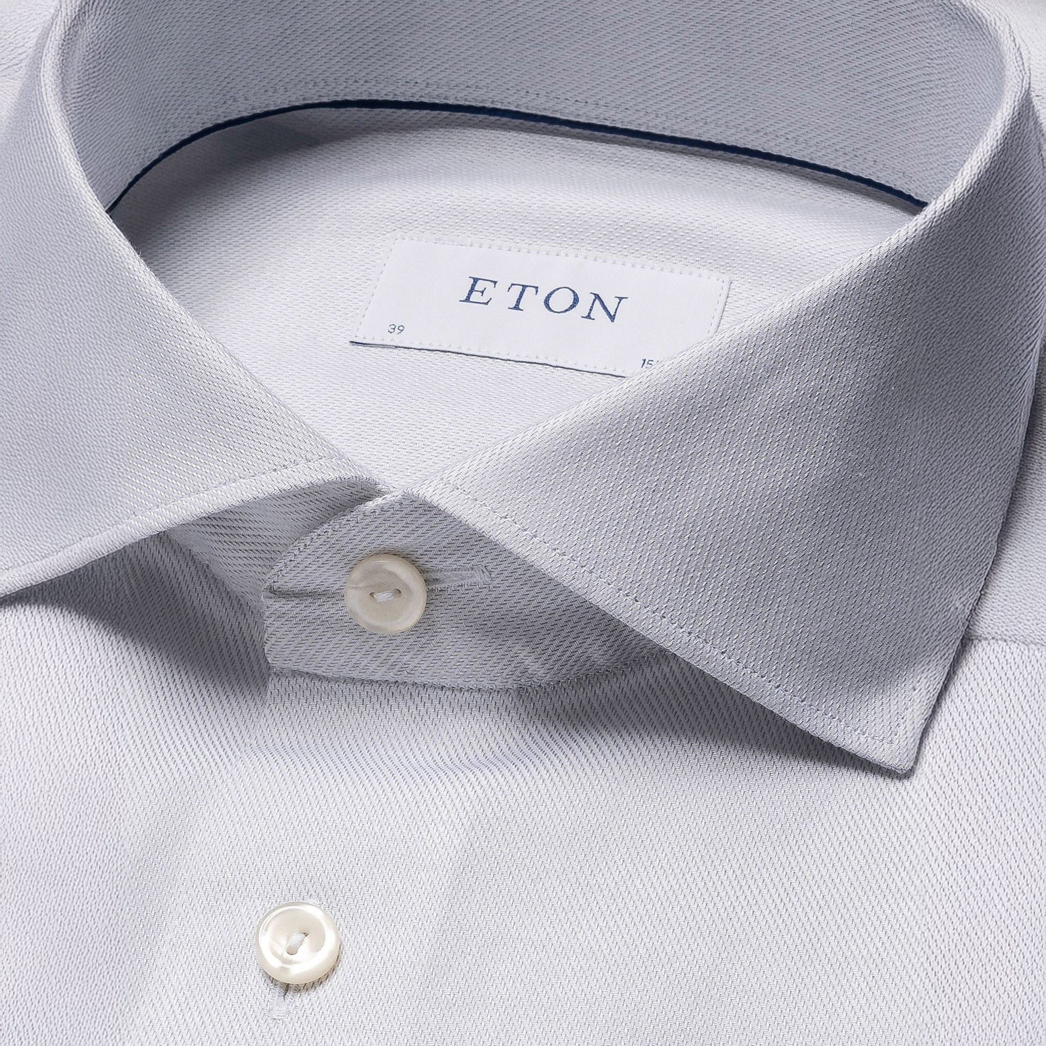 Light Gray Semi-Solid Fine Twill Slim Fit Shirt - ETON - Image 2