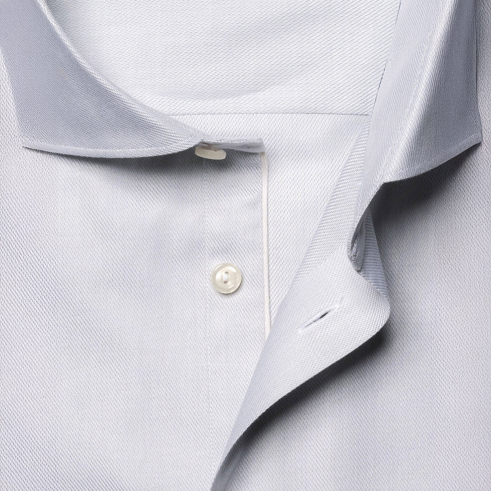 Light Gray Semi-Solid Fine Twill Slim Fit Shirt - ETON - Image 4