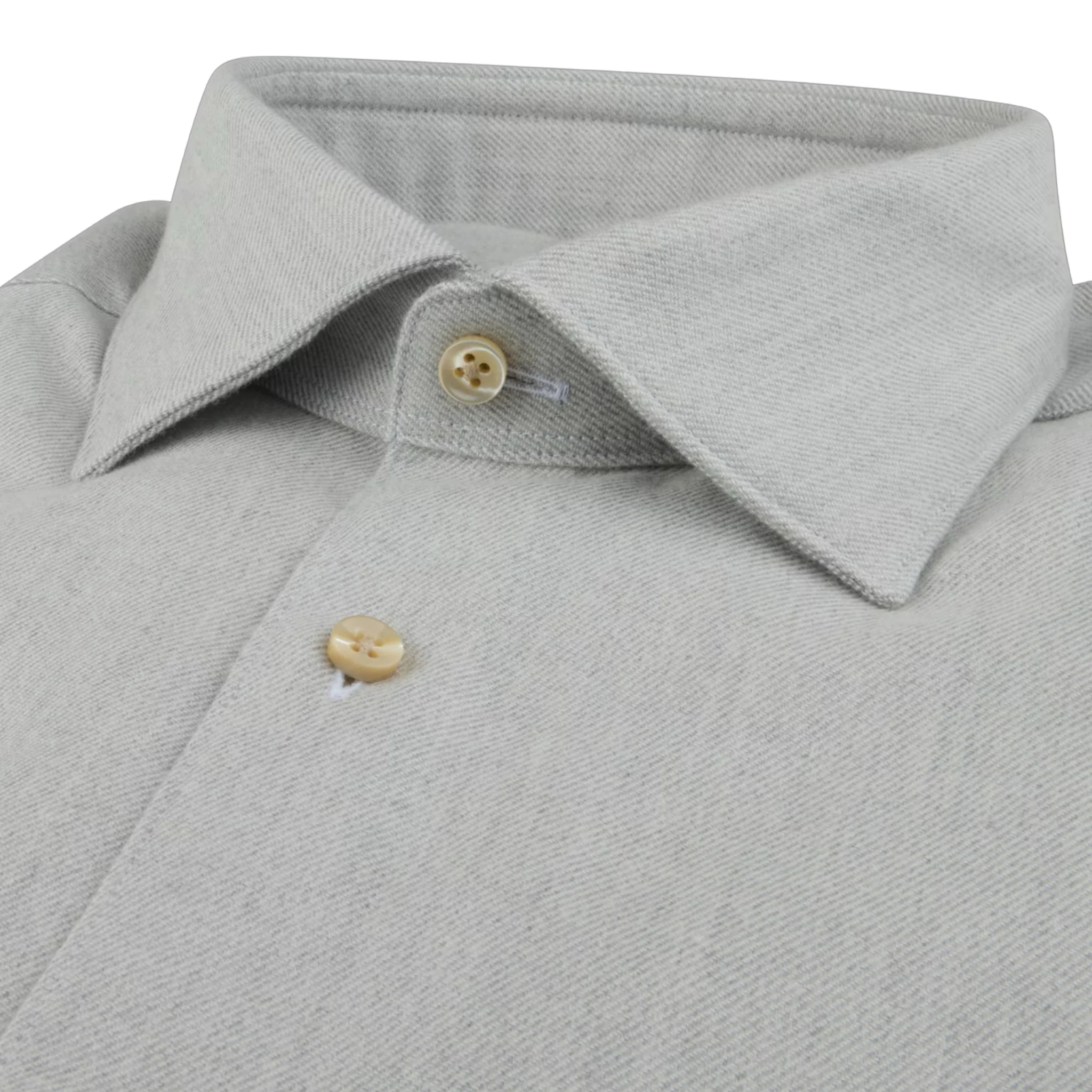 Light Gray Solid Cotton Flannel Regular Fit Shirt - Stenströms - Image 2