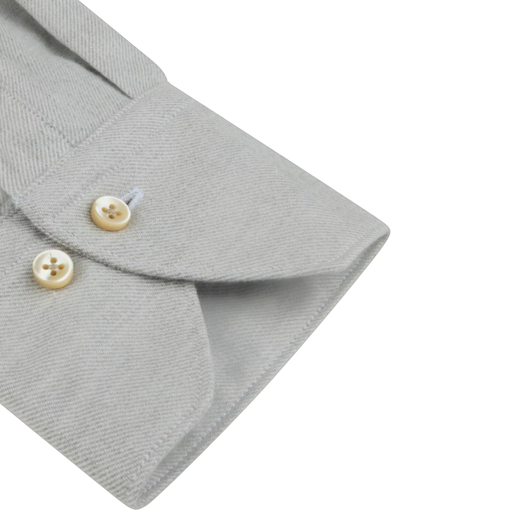 Light Gray Solid Cotton Flannel Regular Fit Shirt - Stenströms - Image 3