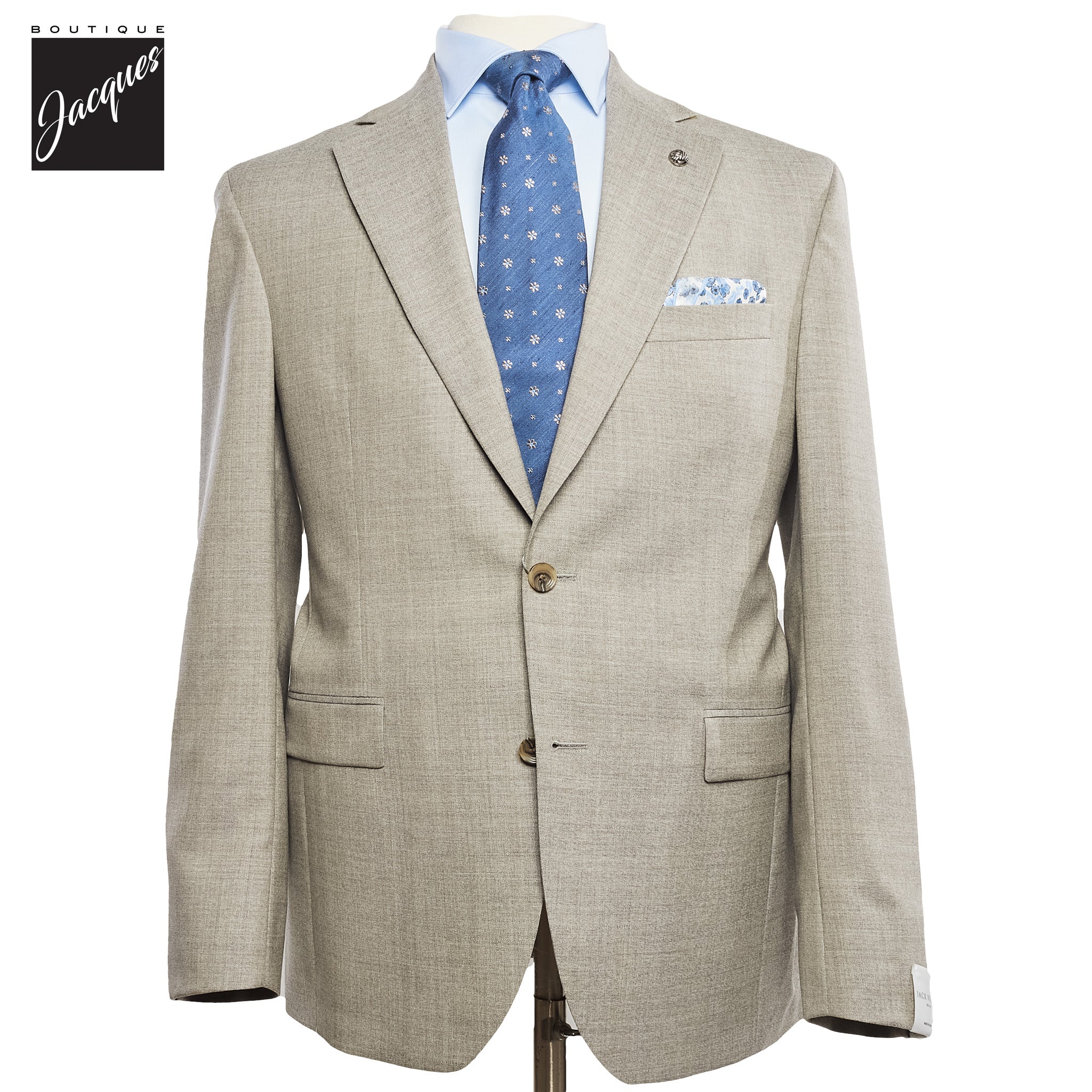 Taupe Solid Montana Contemporary Fit Wool Suit - Jack Victor