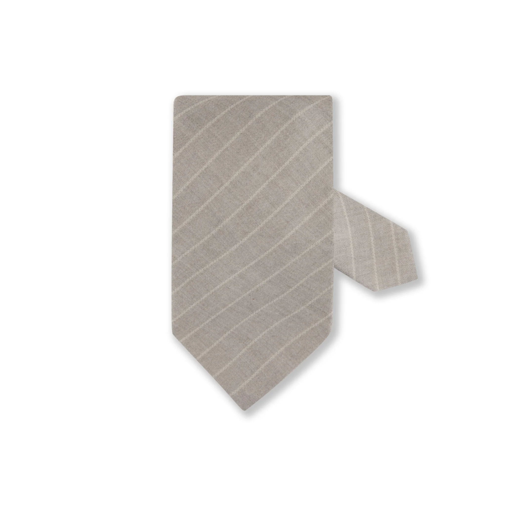 Light Gray Striped Cotton-Wool Tie - Stenströms