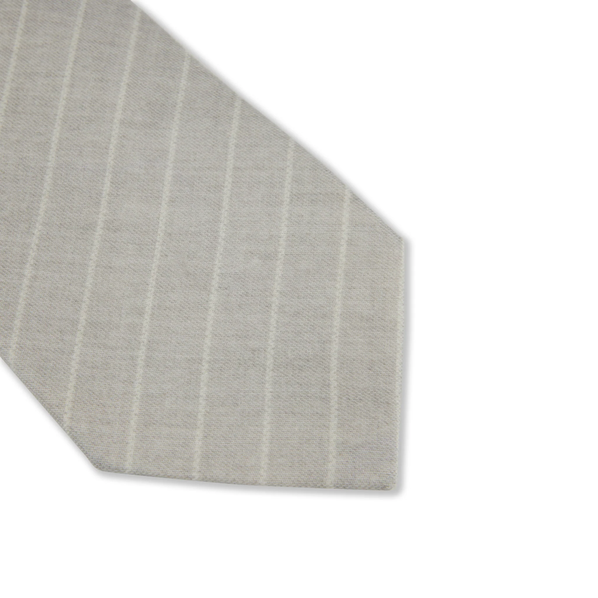 Light Gray Striped Cotton-Wool Tie - Stenströms - Image 2