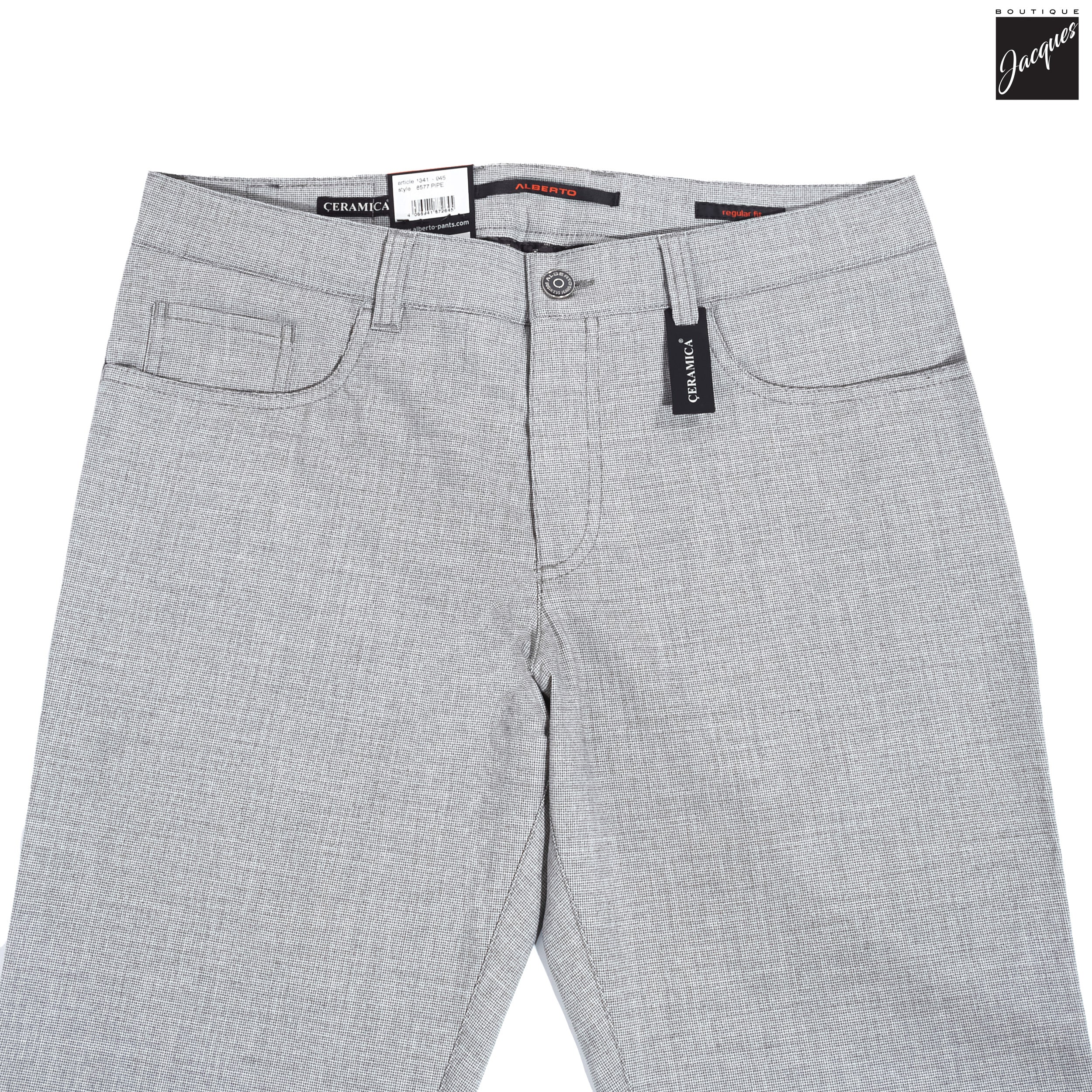 Light Gray Structure Ceramica Pipe Five Pocket Pants - ALBERTO - Image 2
