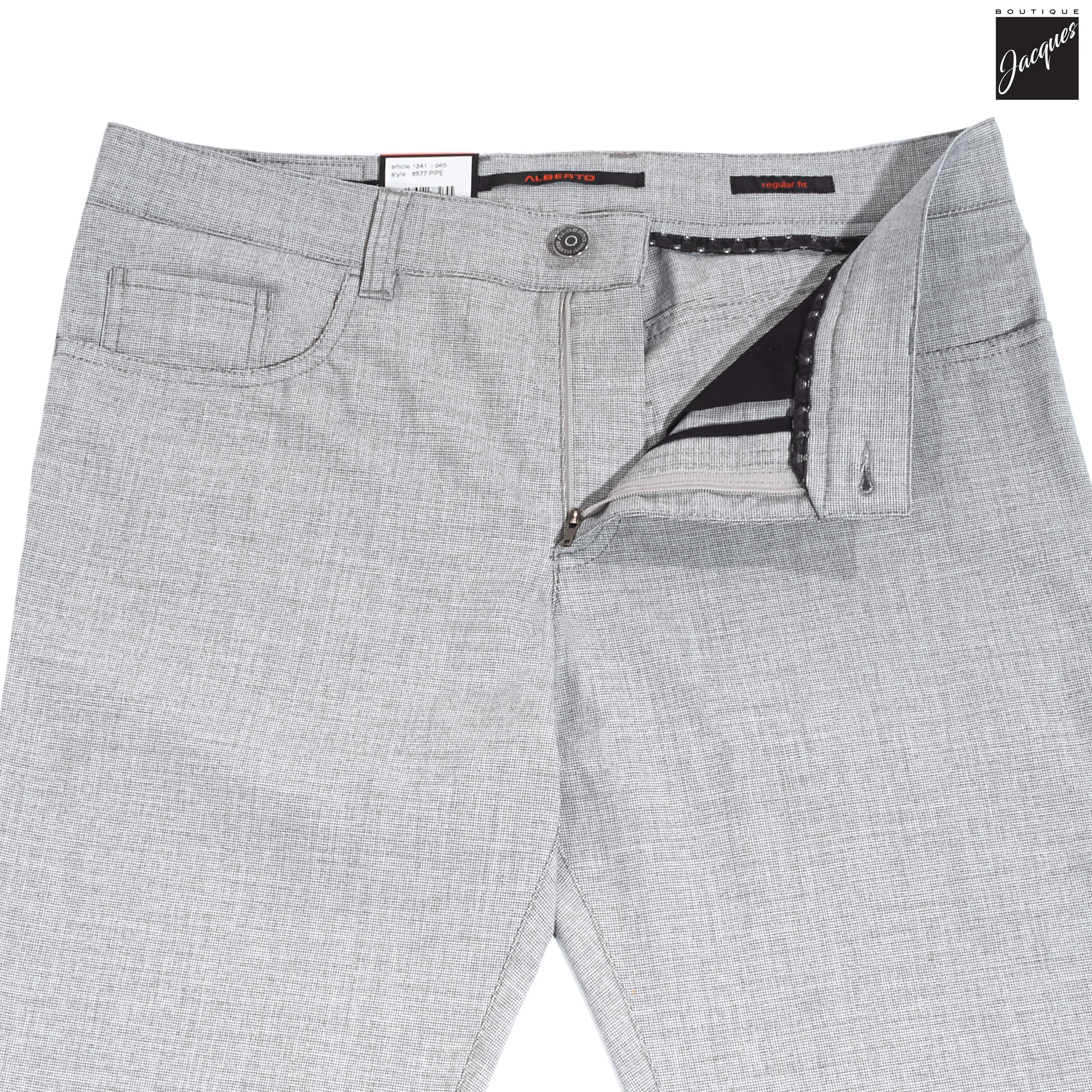 Light Gray Structure Ceramica Pipe Five Pocket Pants - ALBERTO - Image 3