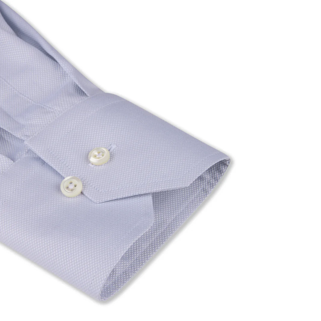 Light Gray Textured Twill Fitted Body Shirt - Stenströms - Image 3