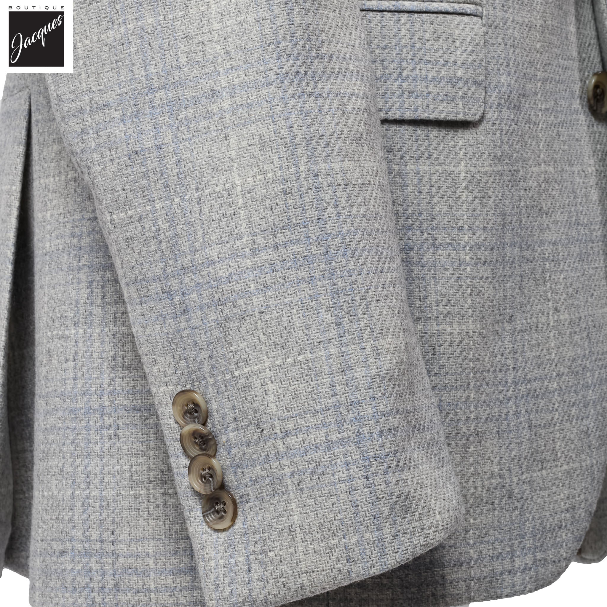 Light-Gray Unconstructed Montana Wool/Cashmere Contemporary Fit Sport Jacket - Jack Victor - Image 3